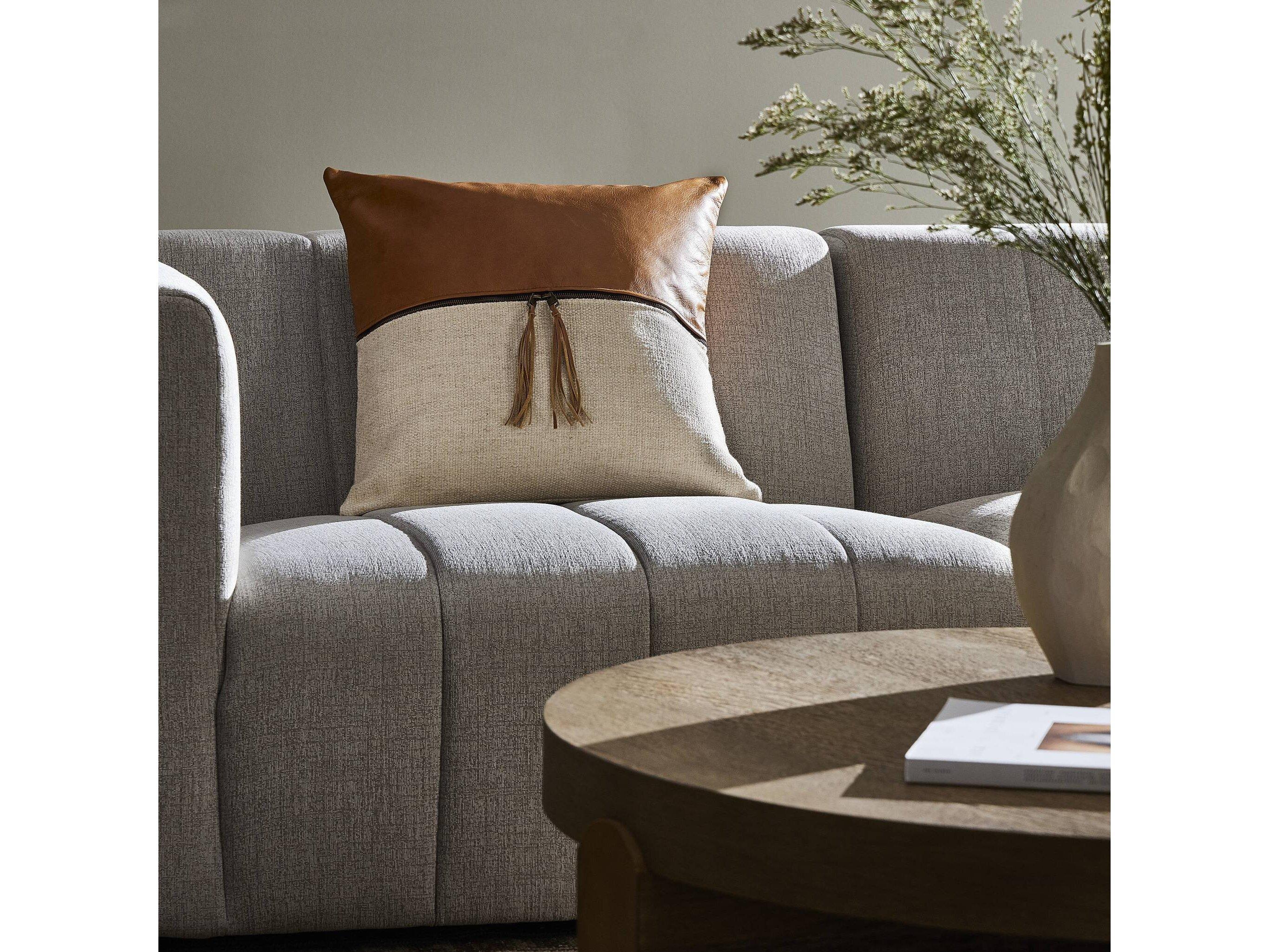 Four Hands Westgate Leather and Linen Pillow