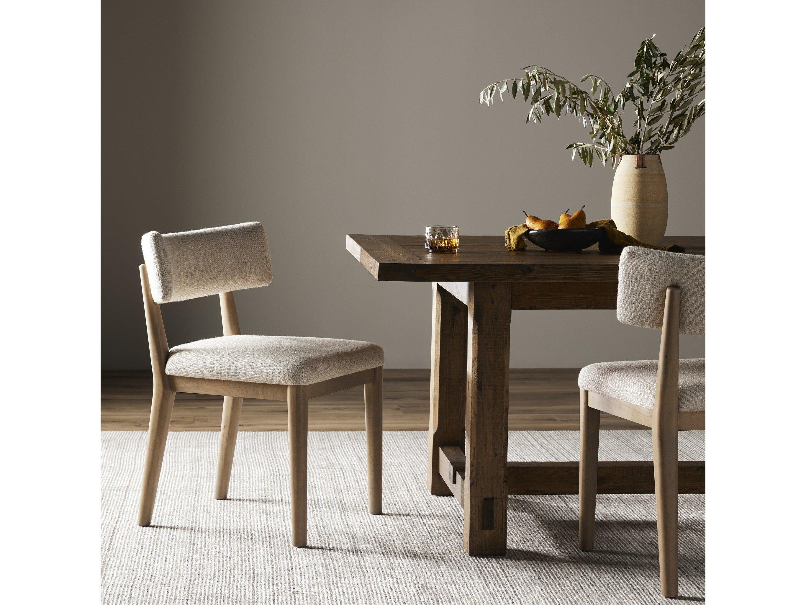 Four Hands Caswell Cardell Parrawood Beige Upholstered Side Dining Chair