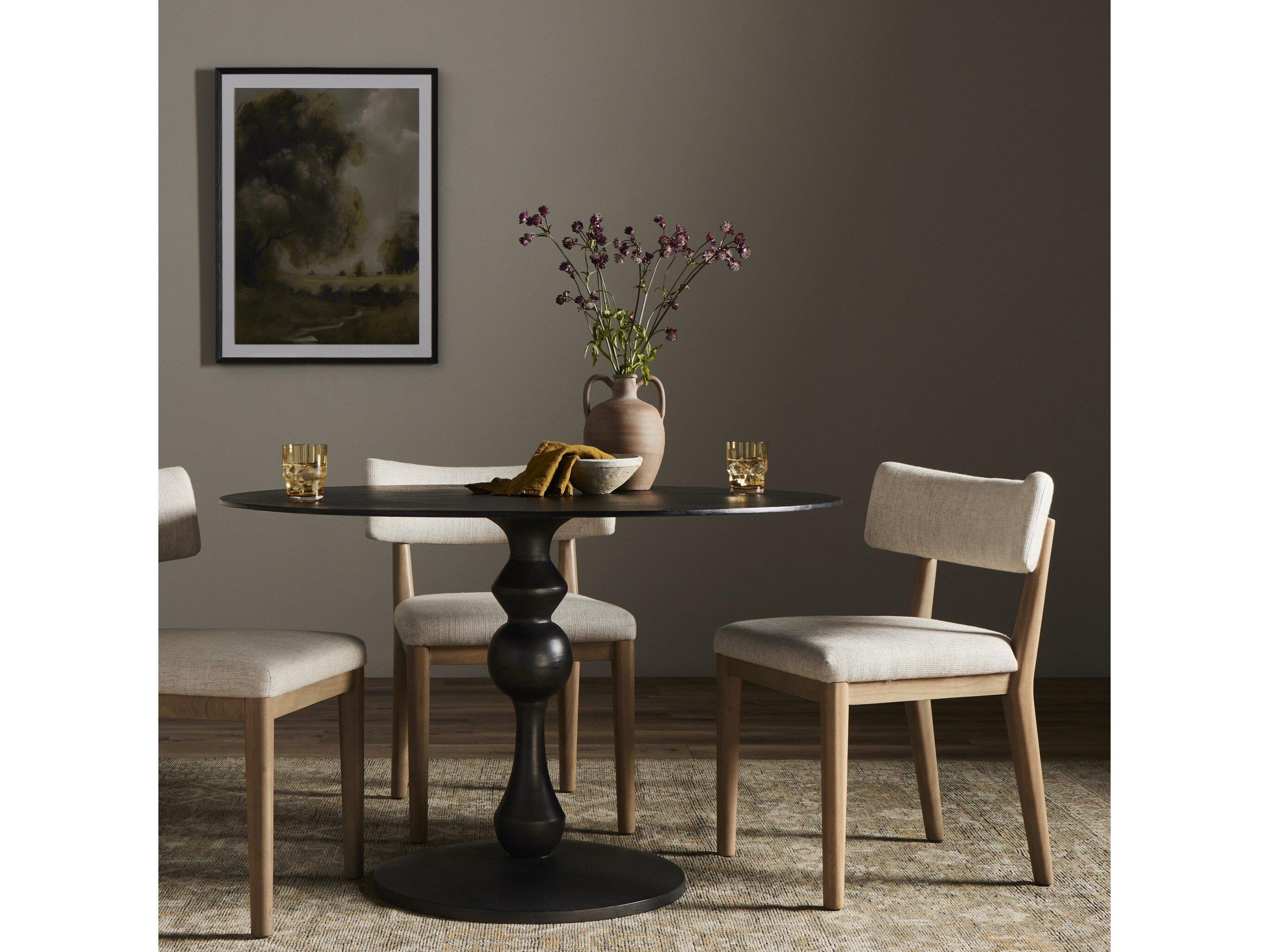Four Hands Marlow Daffin Round Metal Black Antique Dining Table