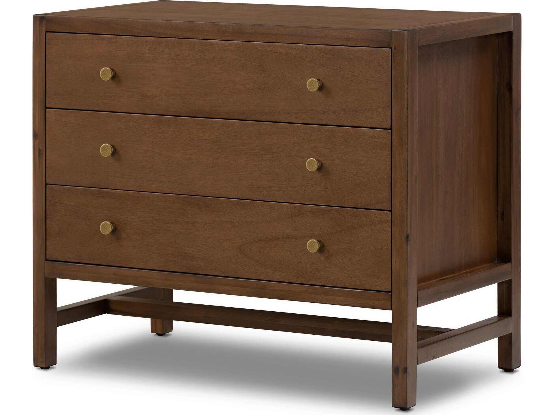 Four Hands Patten 3-Drawers Brown Acacia Wood Nightstand