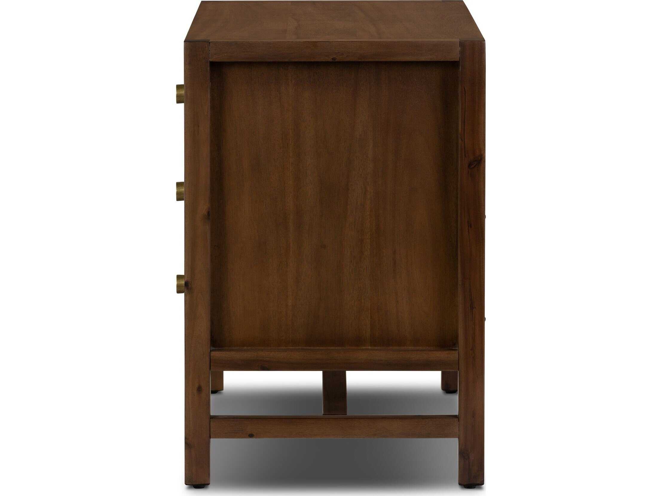 Four Hands Patten 3-Drawers Brown Acacia Wood Nightstand