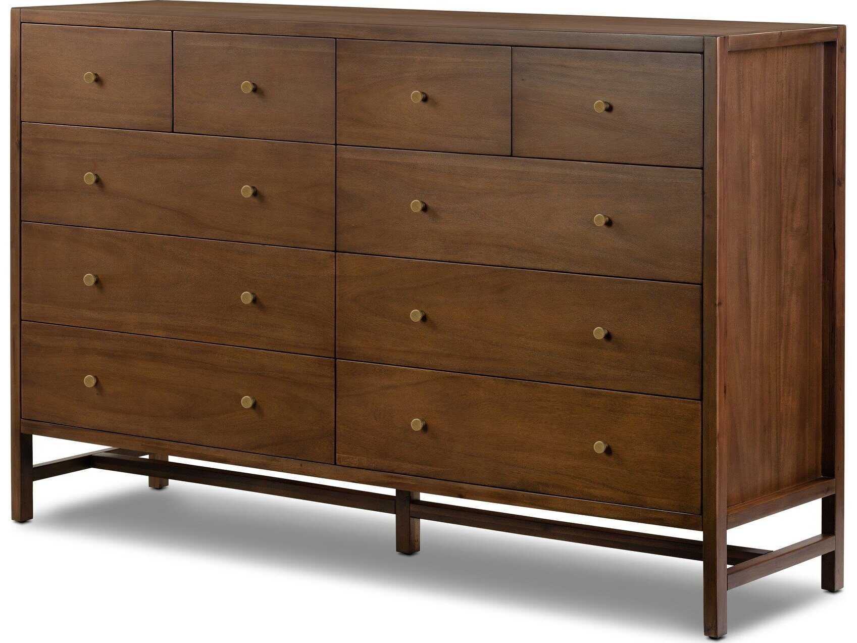Four Hands Patten Sullivan 10-Drawers Brown Acacia Wood Double Dresser