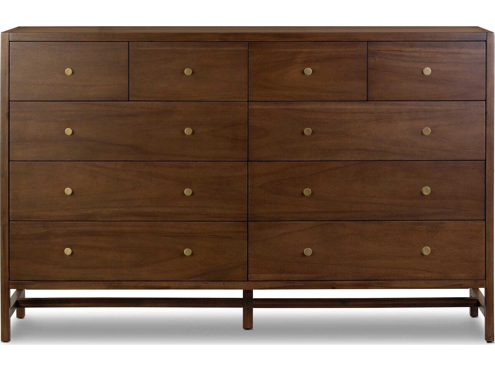 Four Hands Patten Sullivan 10-Drawers Brown Acacia Wood Double Dresser
