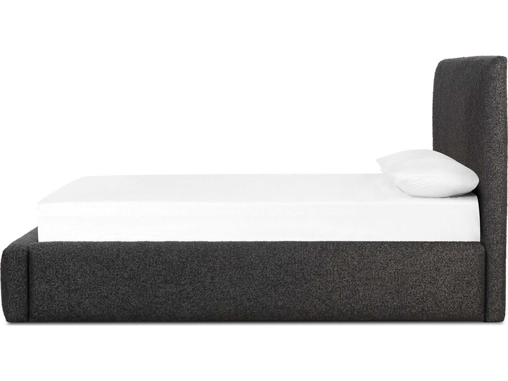 Four Hands Easton Quincy Lisbon Charcoal Black Parrawood Upholstered King Platform Bed