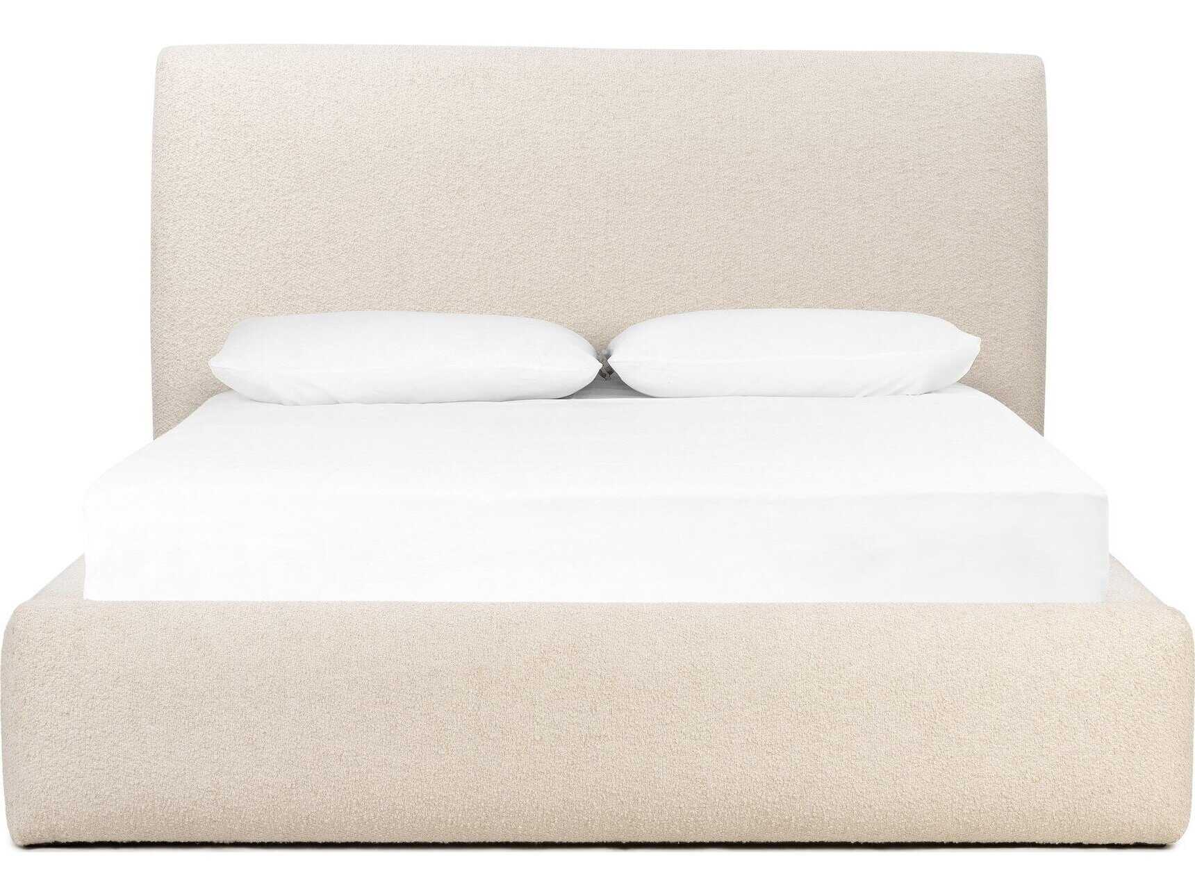 Four Hands Easton Quincy Lisbon Cream Black Beige Parrawood Upholstered King Platform Bed