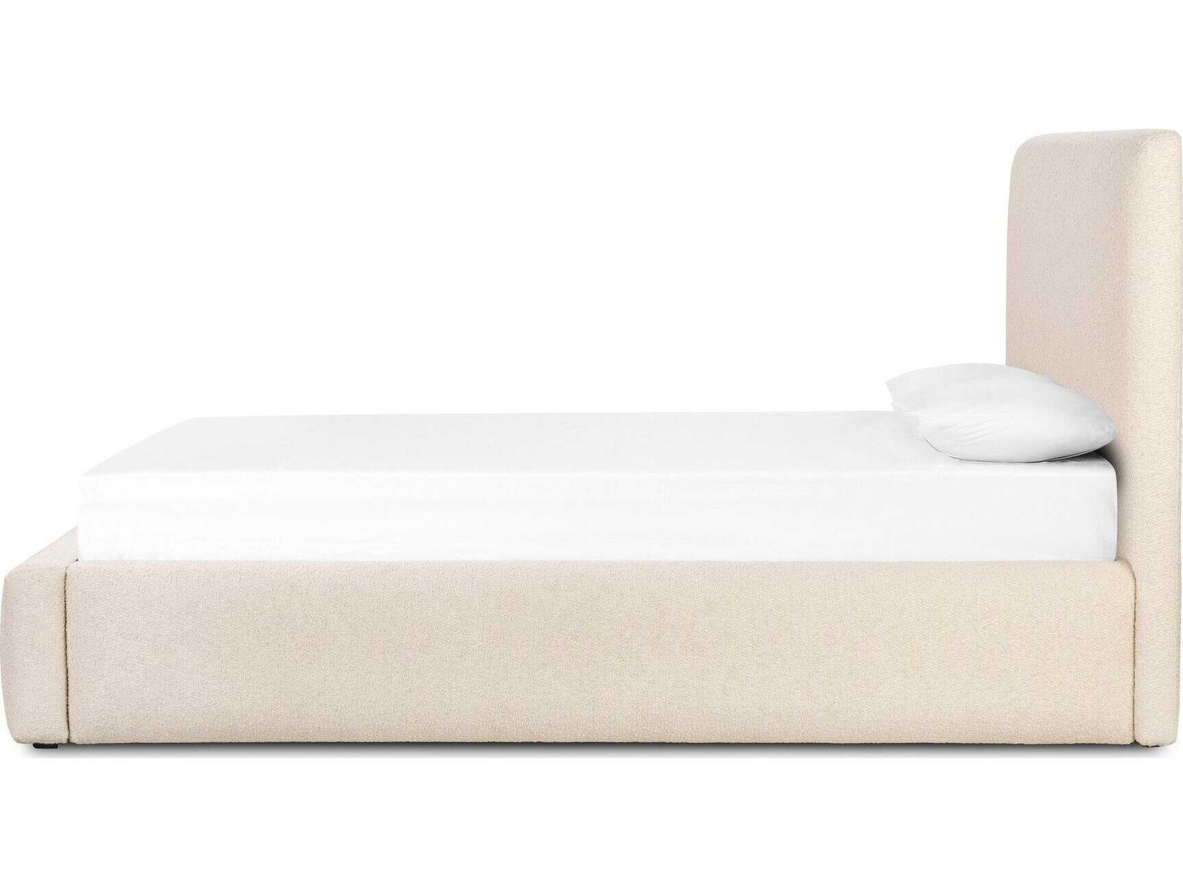 Four Hands Easton Quincy Lisbon Cream Black Beige Parrawood Upholstered King Platform Bed