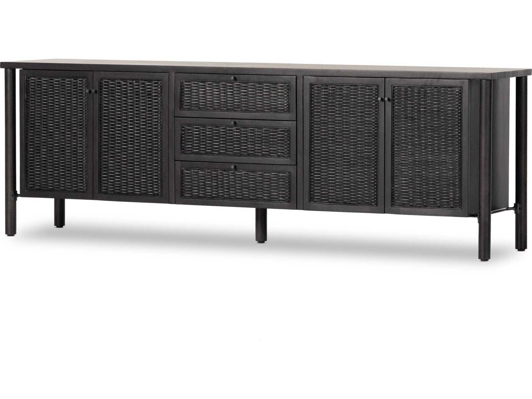 Four Hands Leighton Veta Black Cane  Media Console