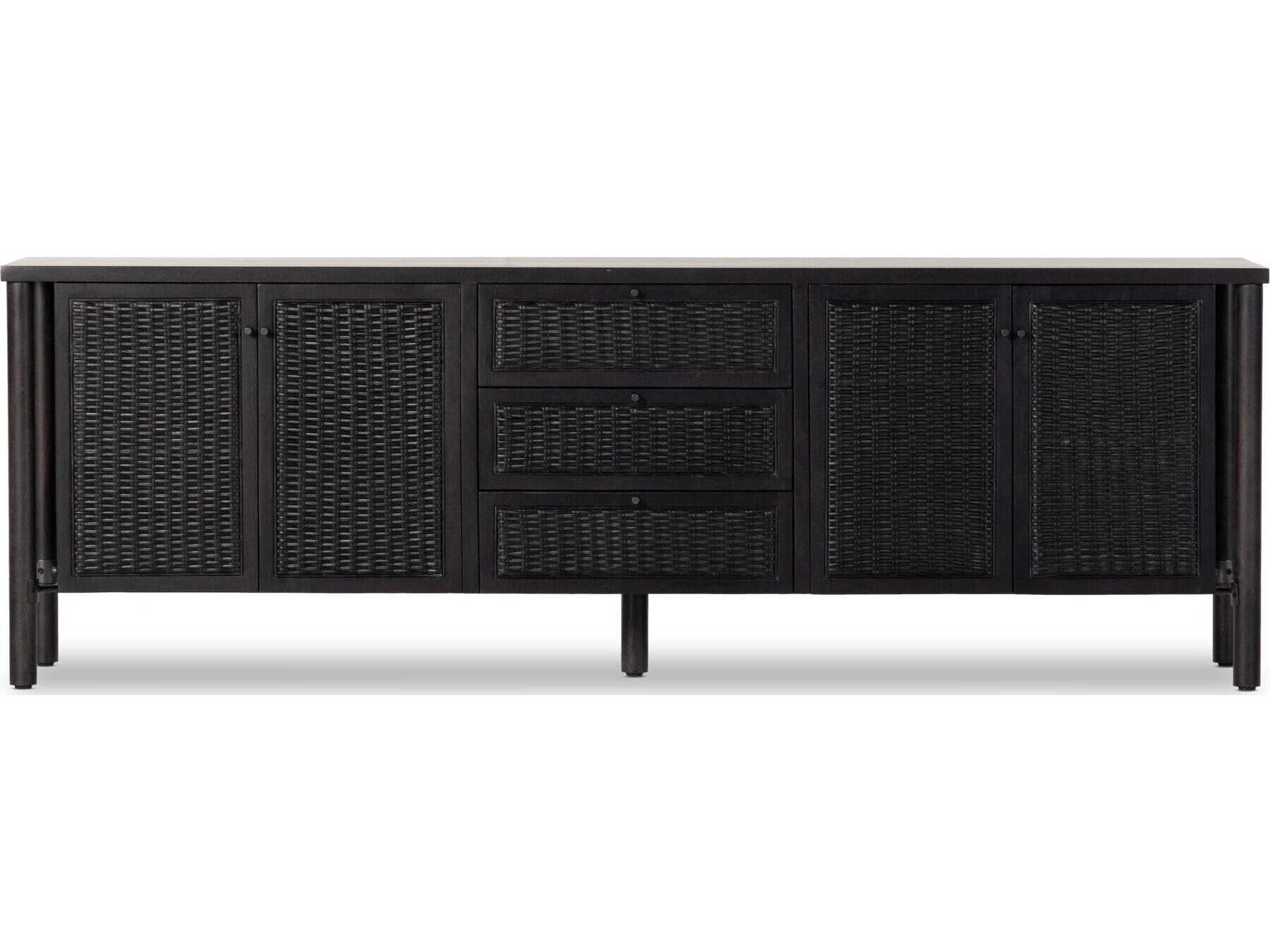 Four Hands Leighton Veta Black Cane  Media Console