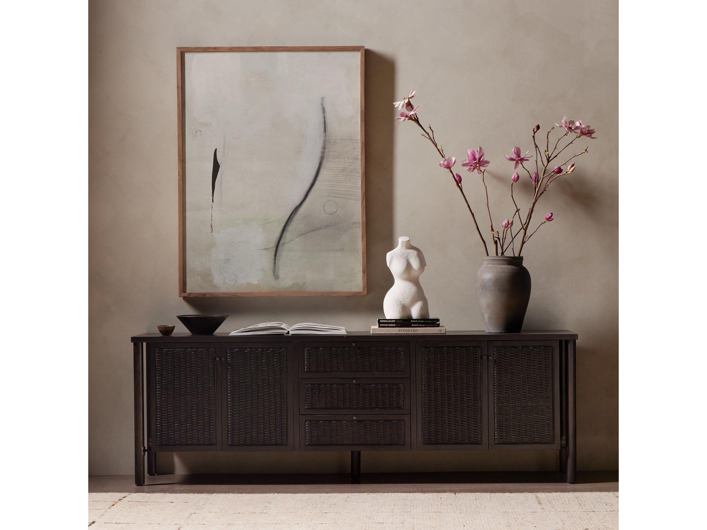 Four Hands Leighton Veta Black Cane  Media Console