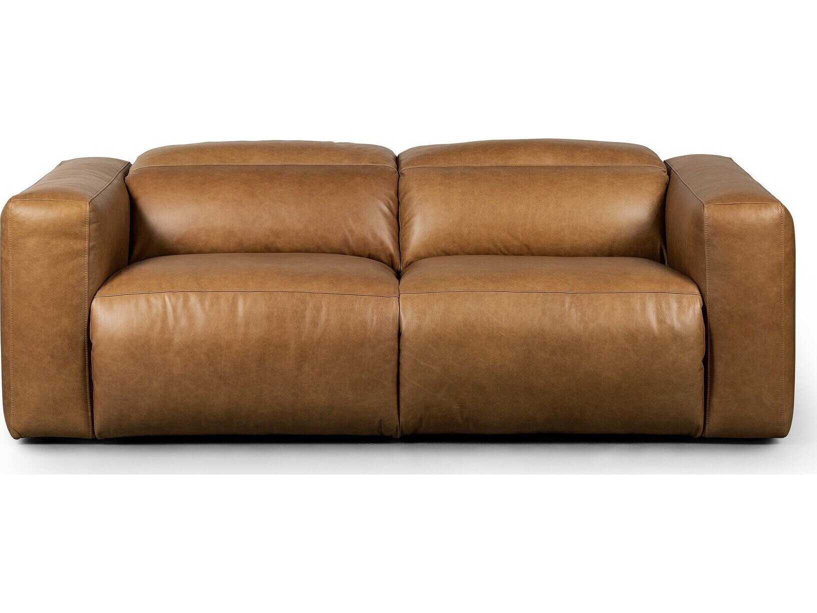 Four Hands Norwood Radley Power Recline Wide Brown Leather Sofa