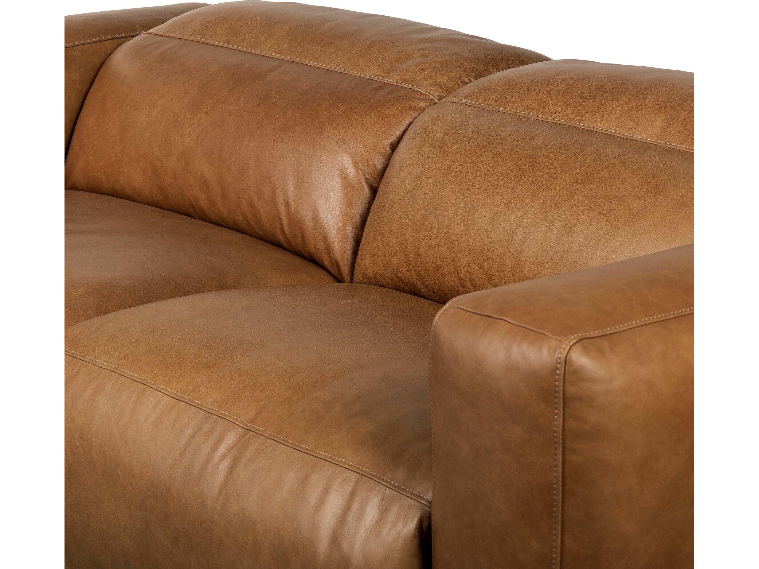 Four Hands Norwood Radley Power Recline Wide Brown Leather Sofa