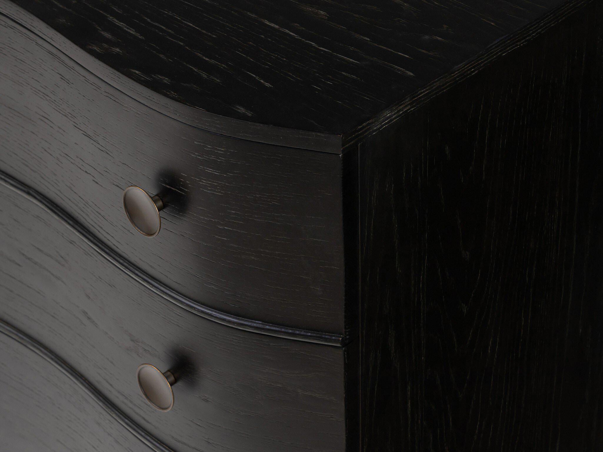 Four Hands Collins Tiago Distressed Black Oak Wood Nightstand