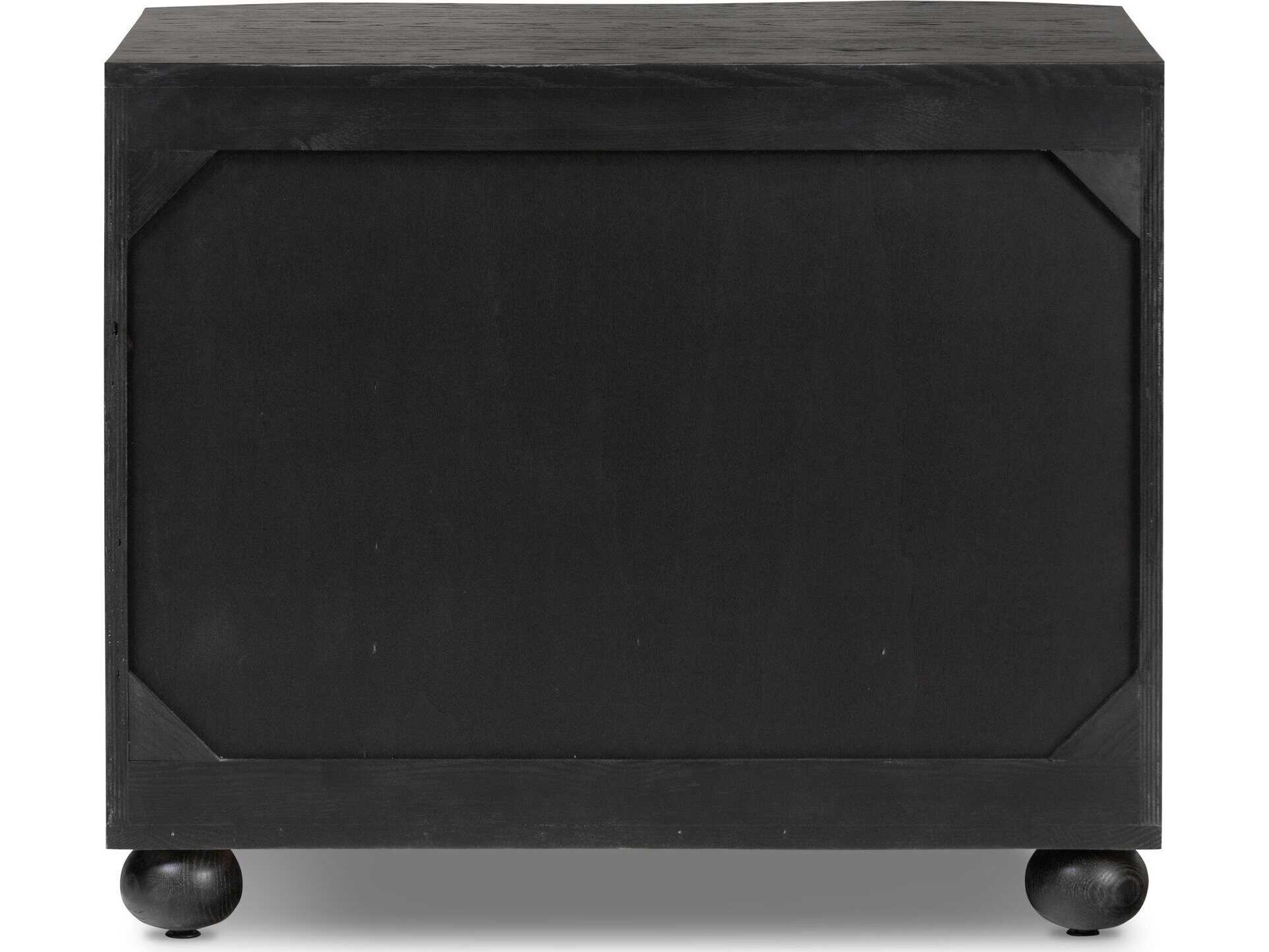 Four Hands Collins Tiago Distressed Black Oak Wood Nightstand