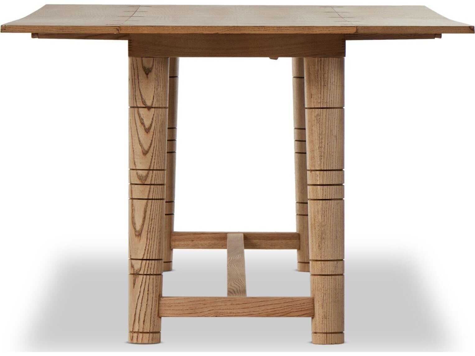 Four Hands Allston Flip Top Rectangular Wood Antique Brass Toasted Ash Console Table