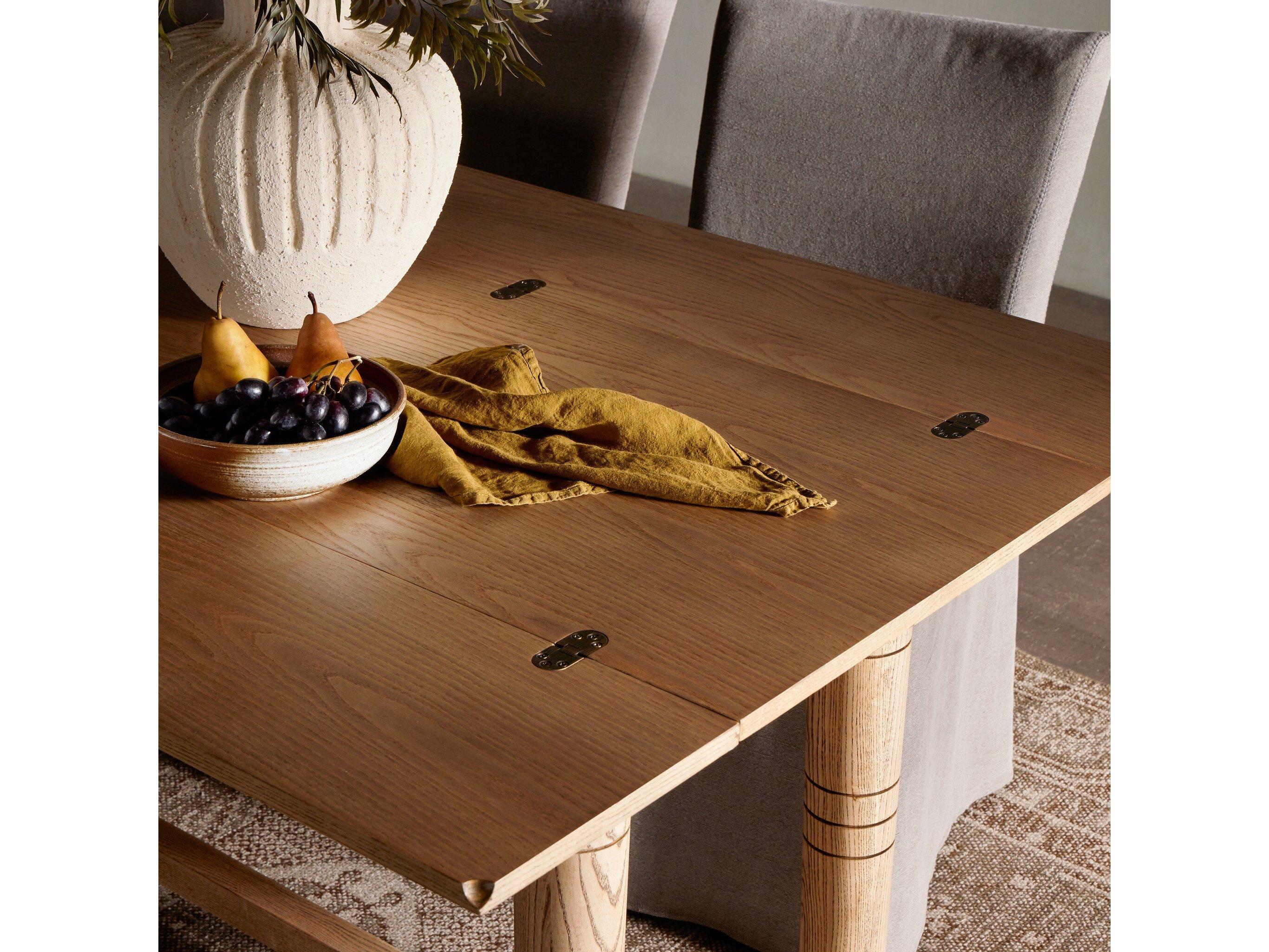 Four Hands Allston Flip Top Rectangular Wood Antique Brass Toasted Ash Console Table