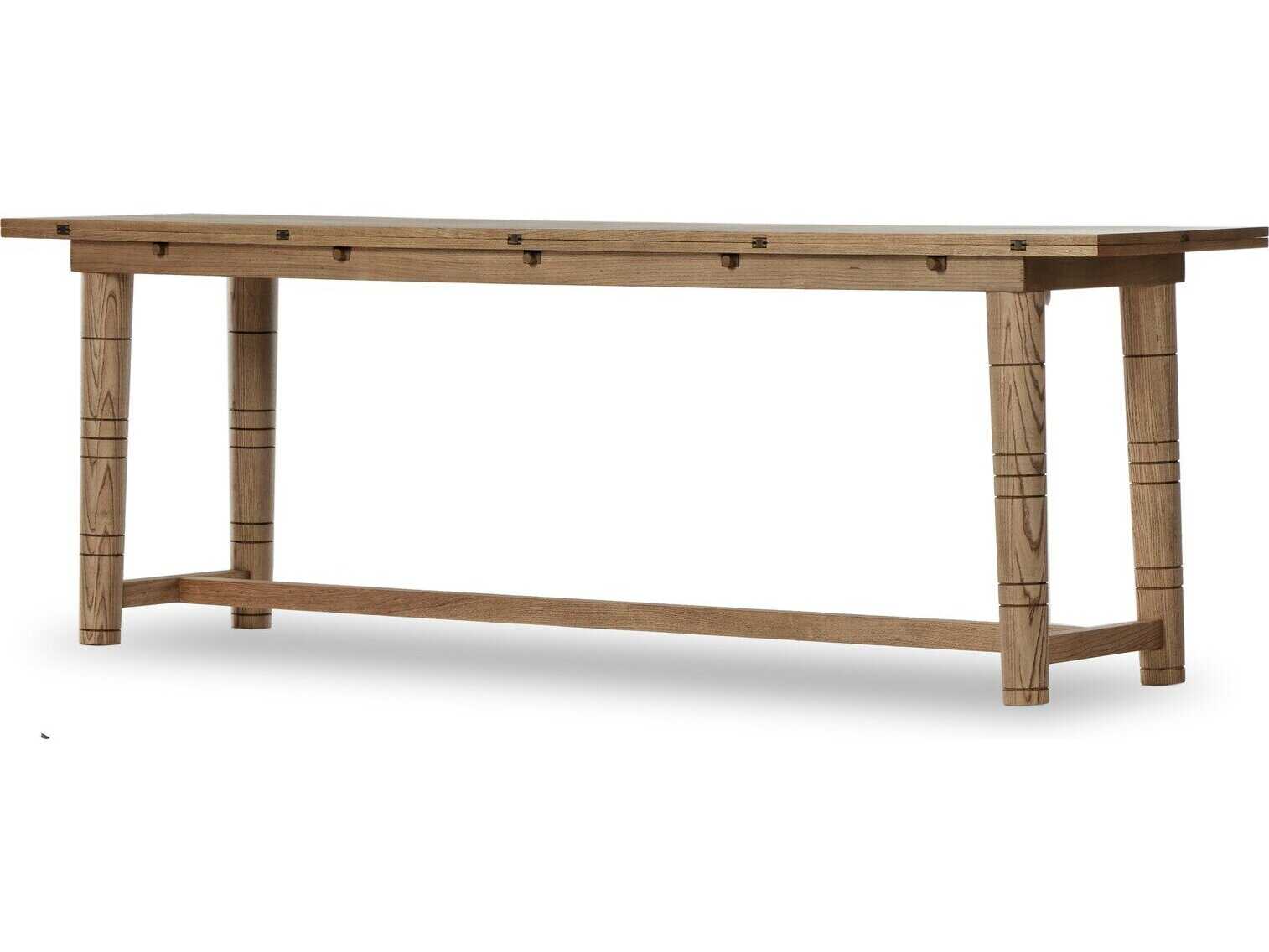 Four Hands Allston Flip Top Rectangular Wood Antique Brass Toasted Ash Console Table