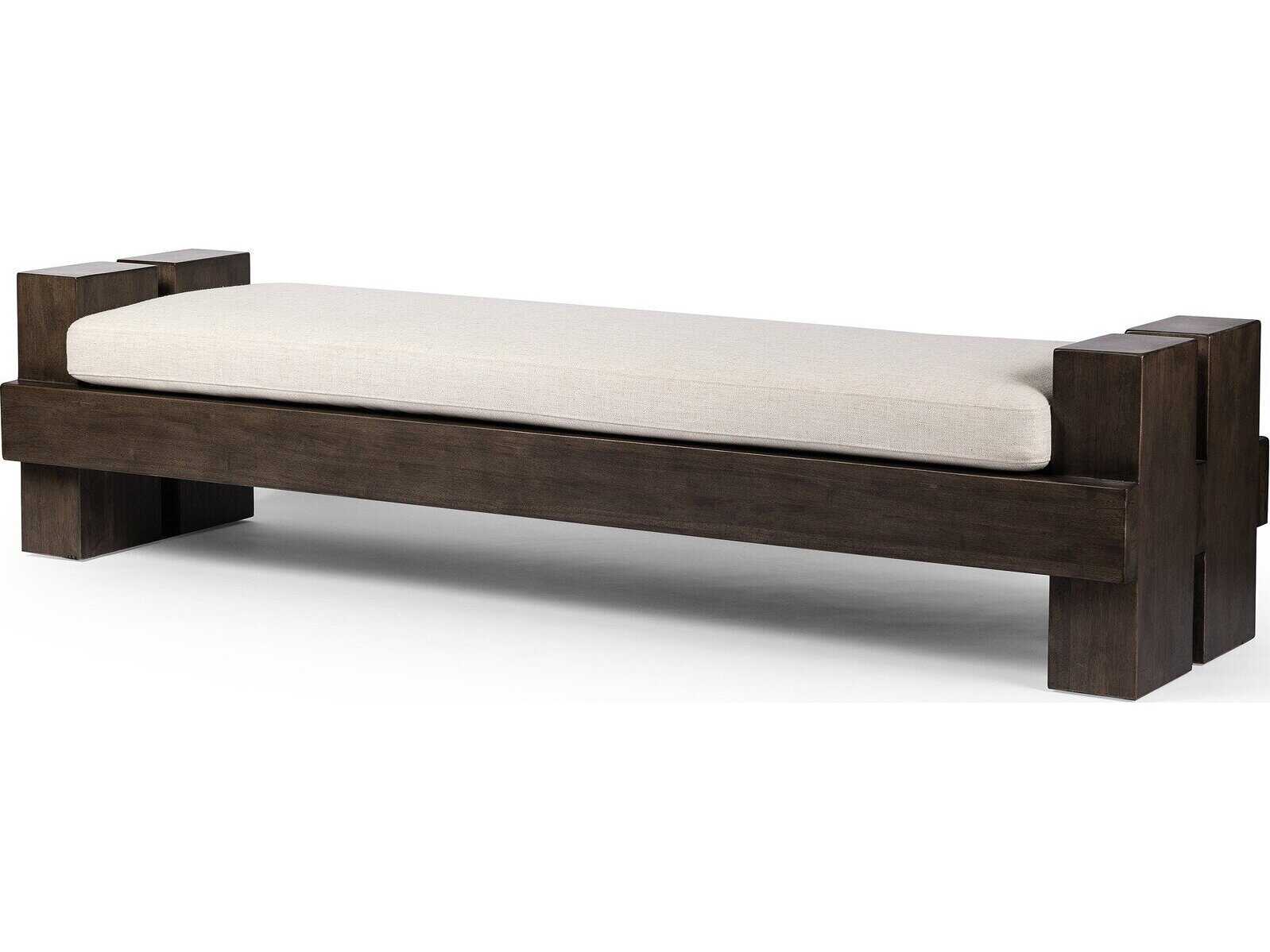 Four Hands Westgate Sienna Brown Alcala Cream Upholstered Accent Bench