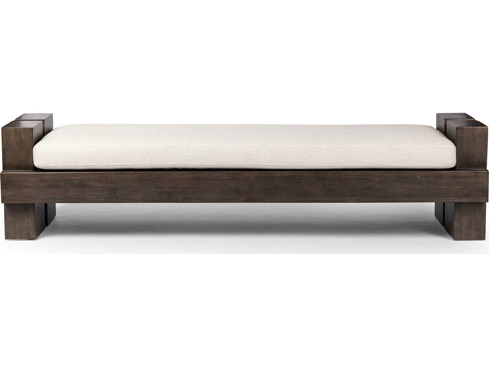 Four Hands Westgate Sienna Brown Alcala Cream Upholstered Accent Bench