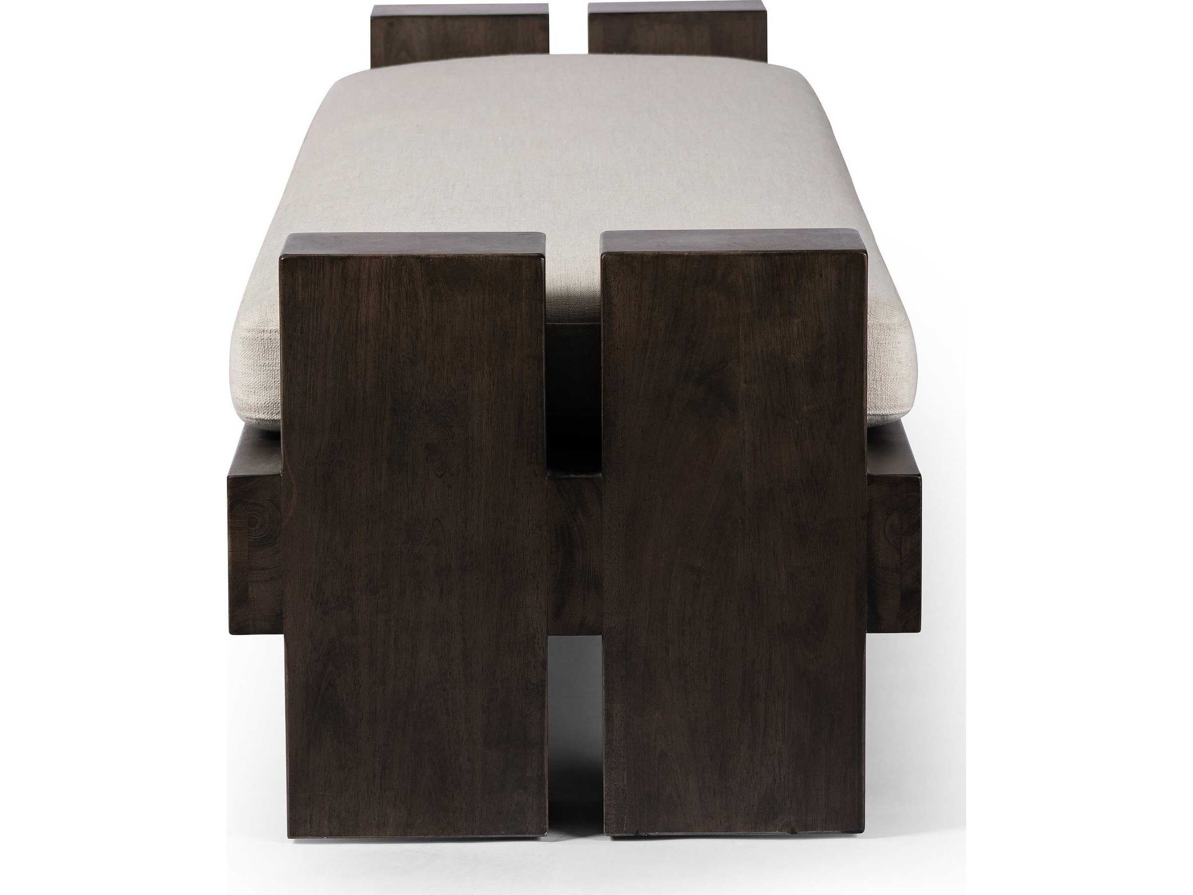 Four Hands Westgate Sienna Brown Alcala Cream Upholstered Accent Bench
