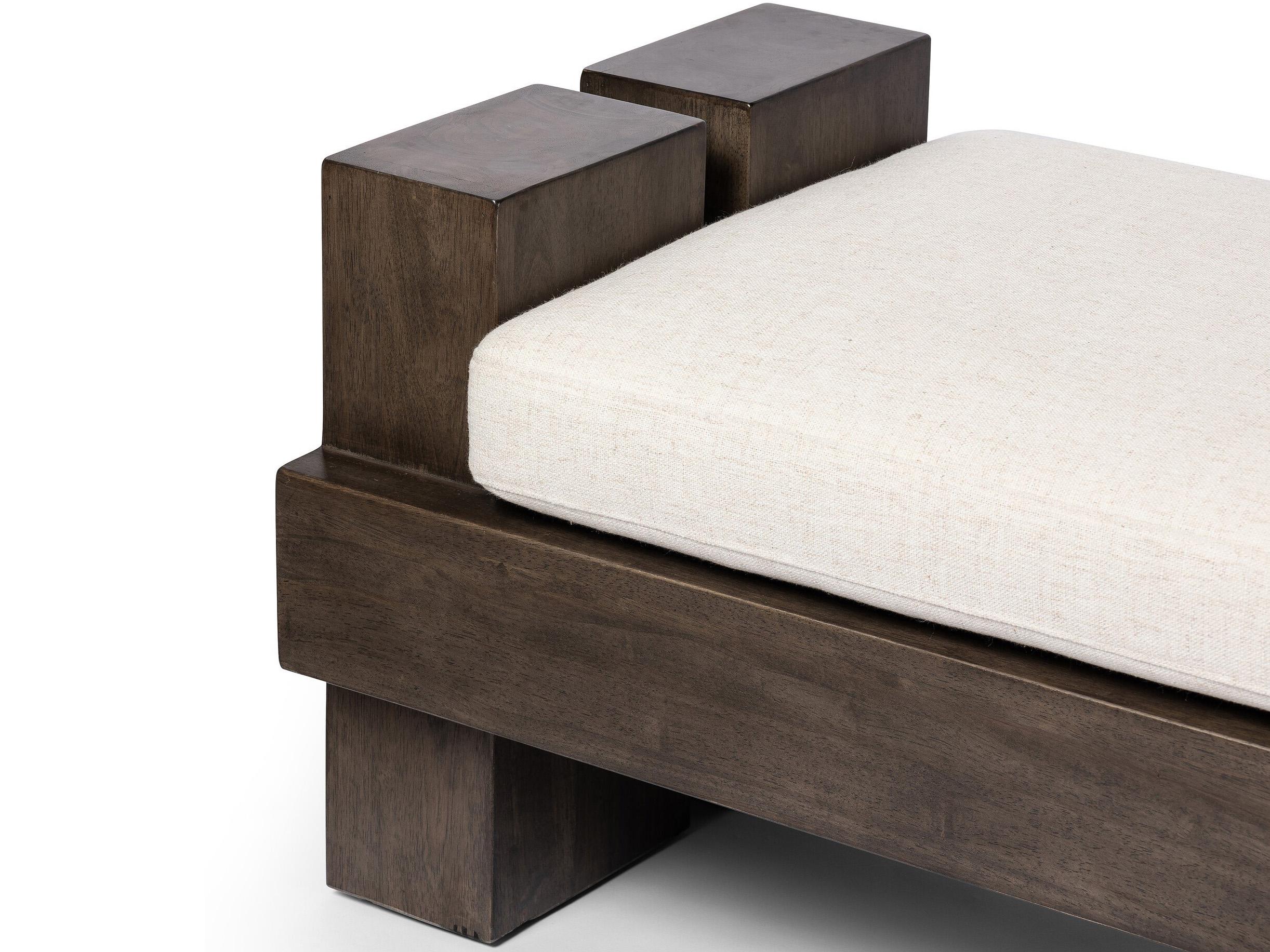 Four Hands Westgate Sienna Brown Alcala Cream Upholstered Accent Bench