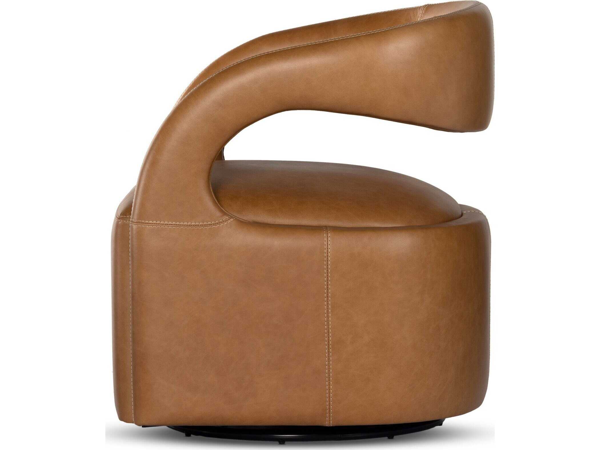 Four Hands Townsend Hawkins Sonoma Butterscotch Leather Swivel Chair