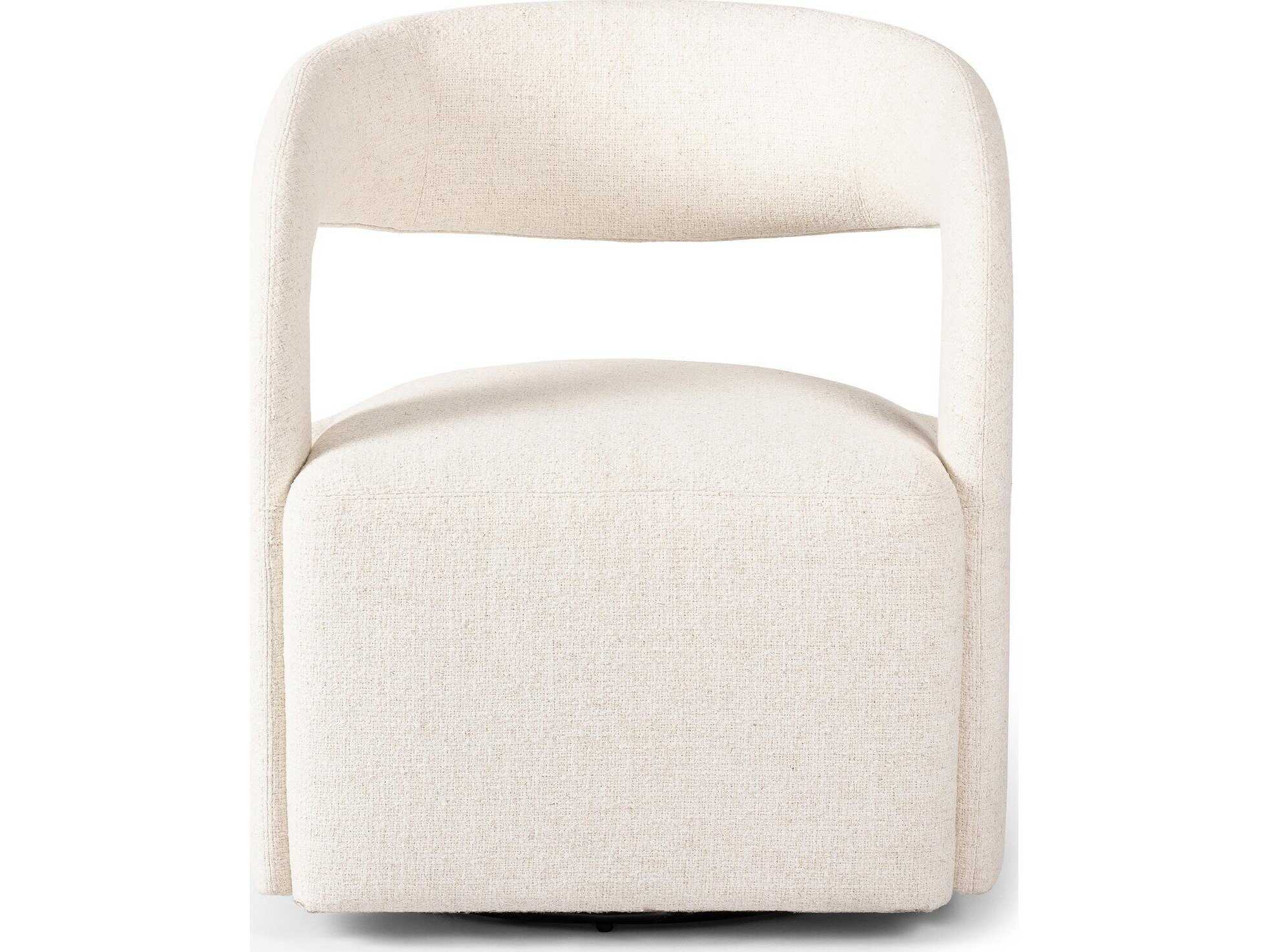 Four Hands Townsend Hawkins Swivel White Fabric Accent Chair