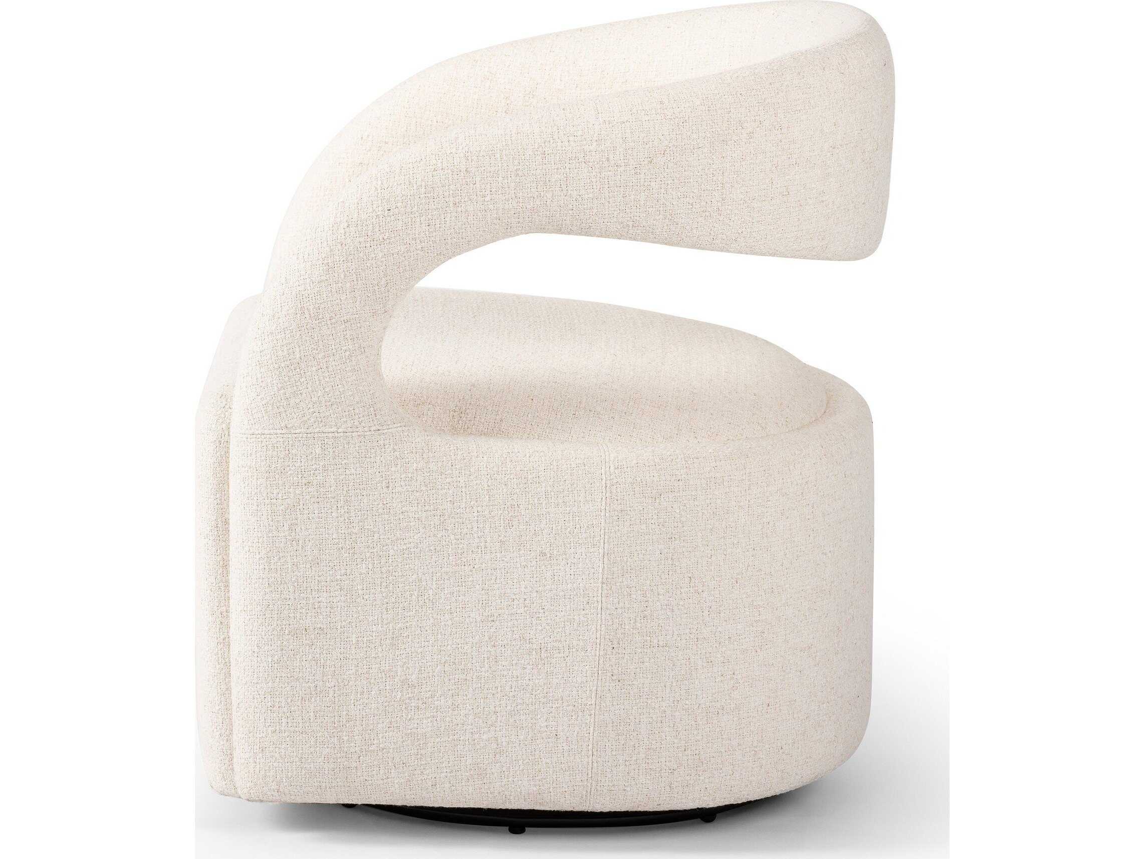 Four Hands Townsend Hawkins Swivel White Fabric Accent Chair