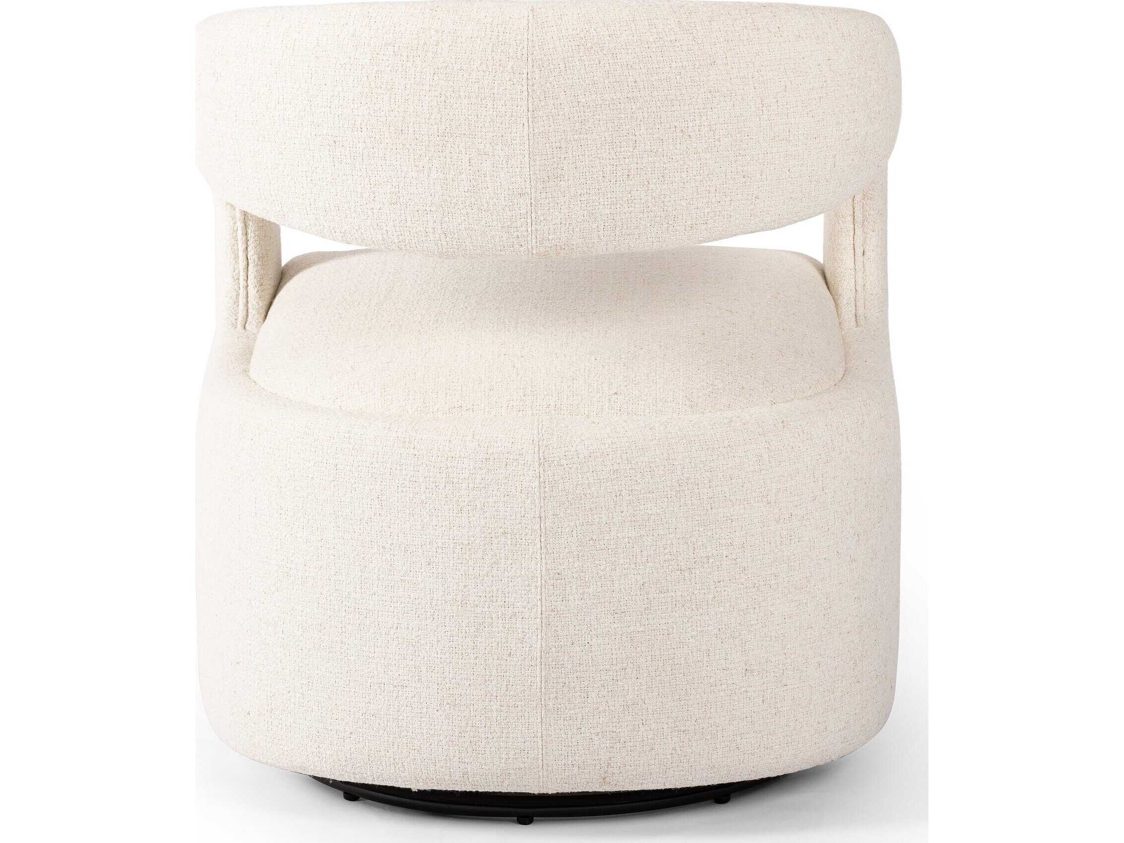 Four Hands Townsend Hawkins Swivel White Fabric Accent Chair