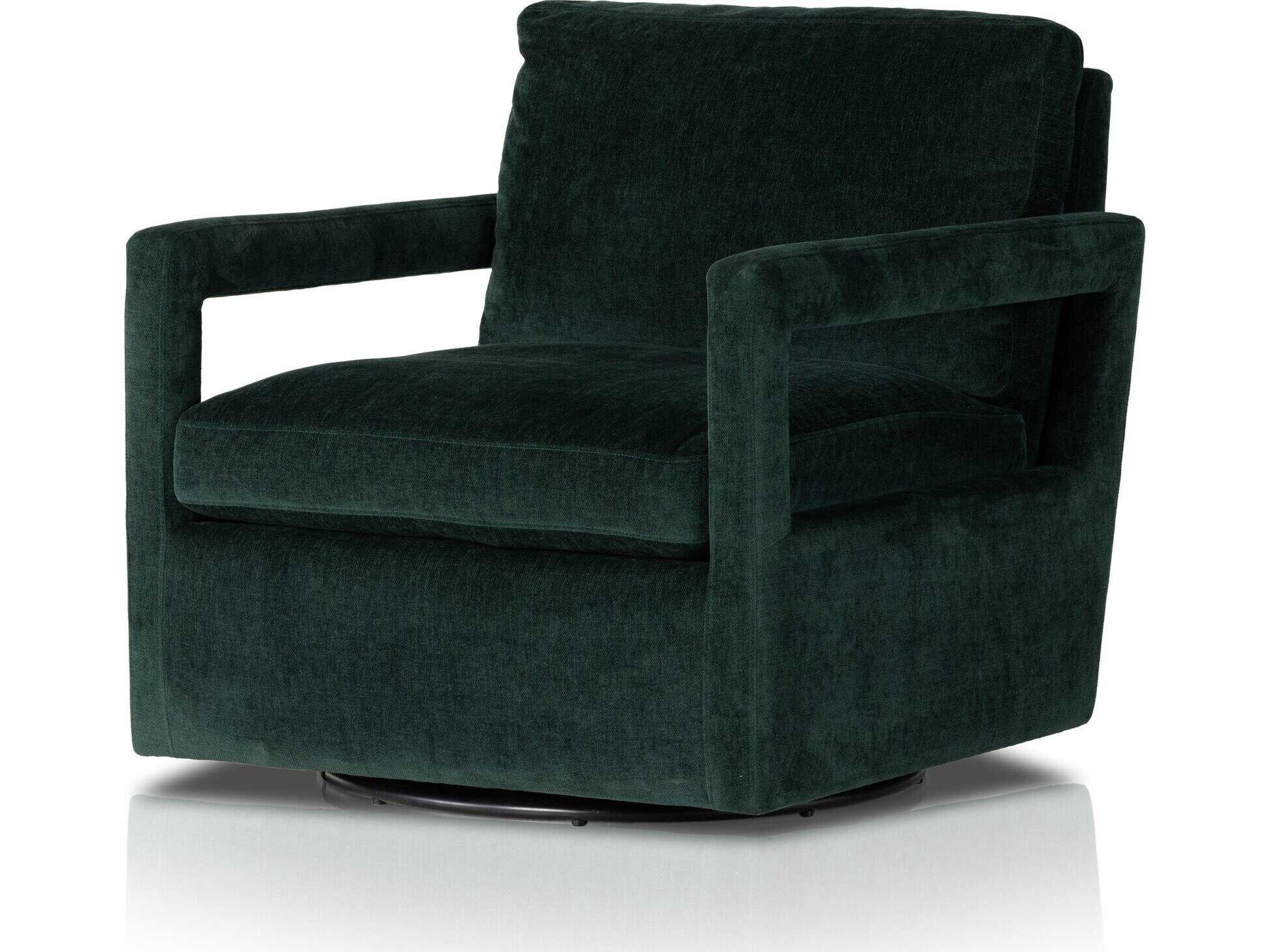 Four Hands Grayson Olson Emerald Worn Velvet  Swivel Chair