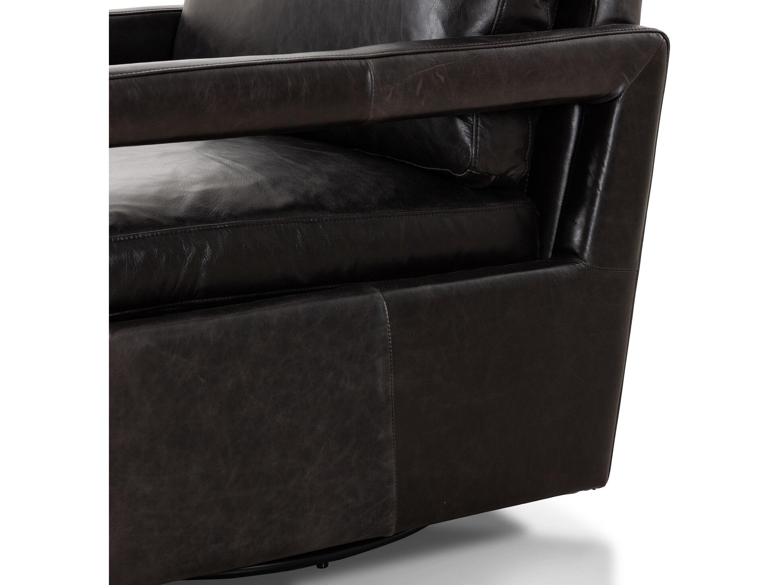 Four Hands Grayson Olson Sonoma Black Leather Swivel Chair