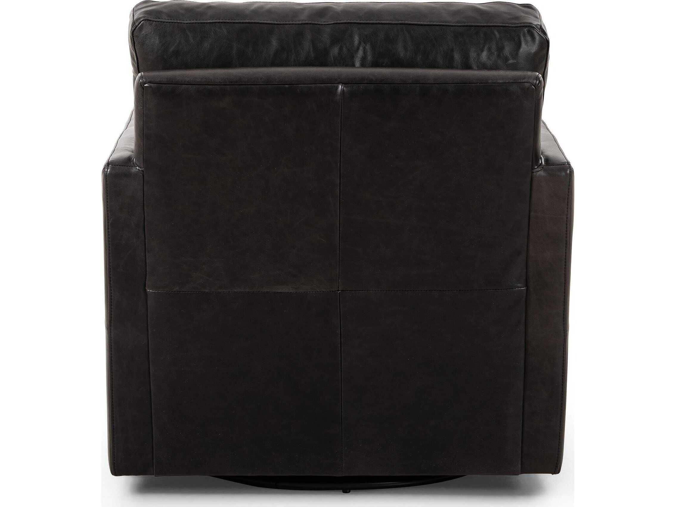 Four Hands Grayson Olson Sonoma Black Leather Swivel Chair