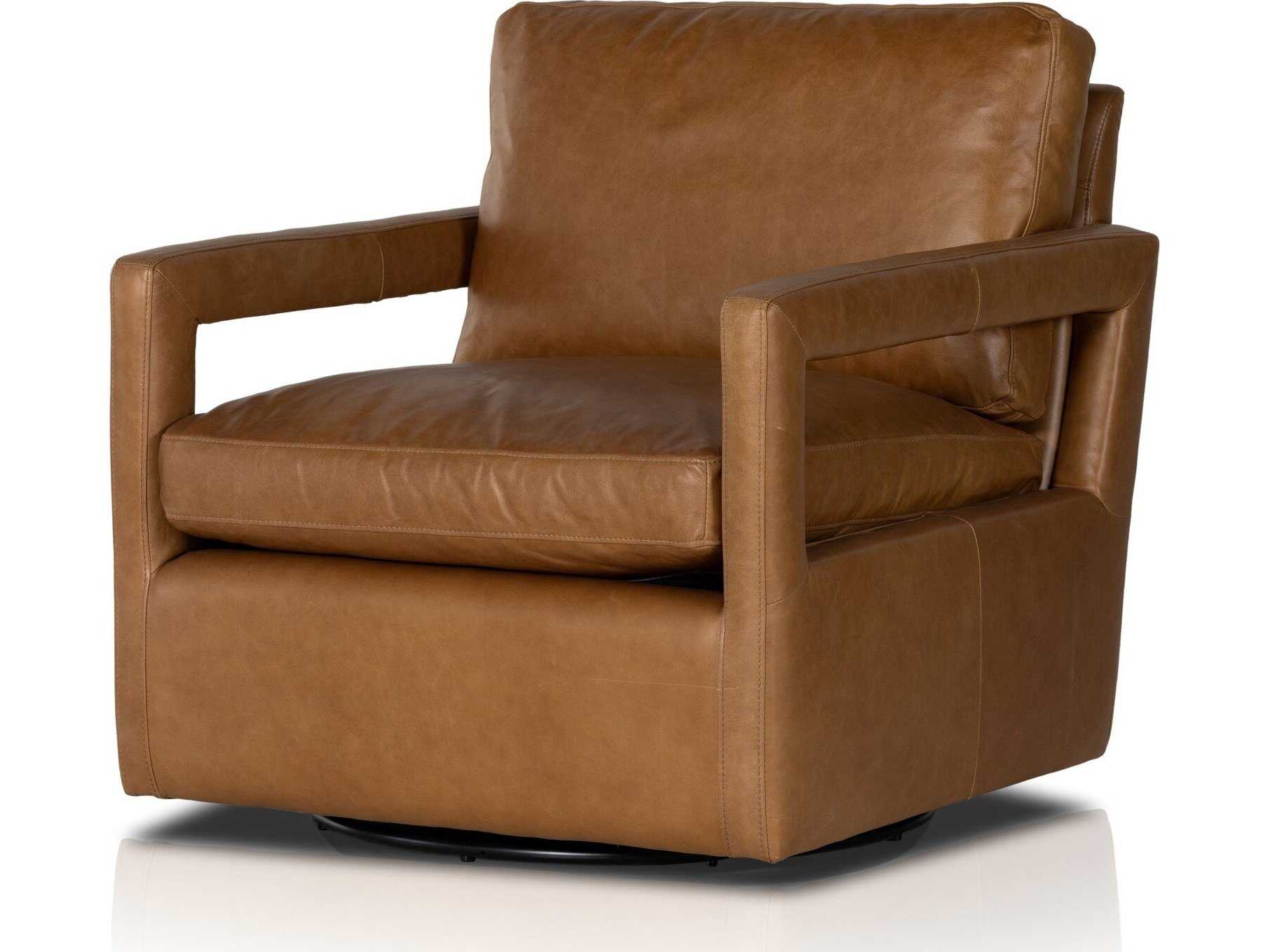 Four Hands Grayson Olson Sonoma Butterscotch Leather Swivel Chair
