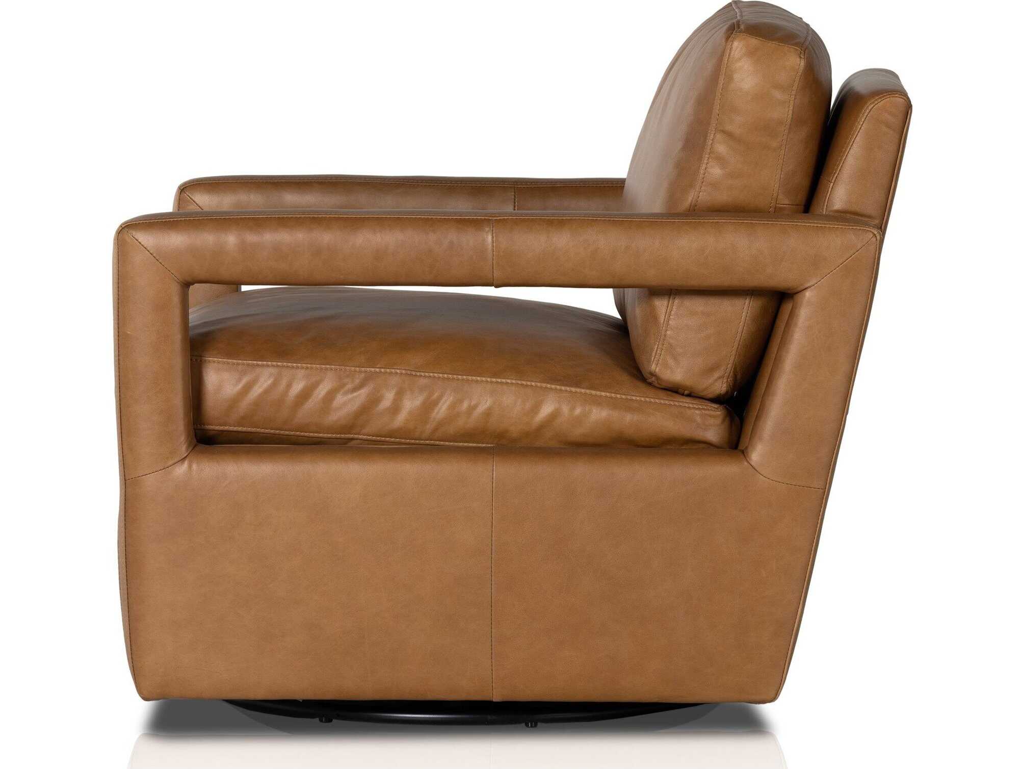 Four Hands Grayson Olson Sonoma Butterscotch Leather Swivel Chair