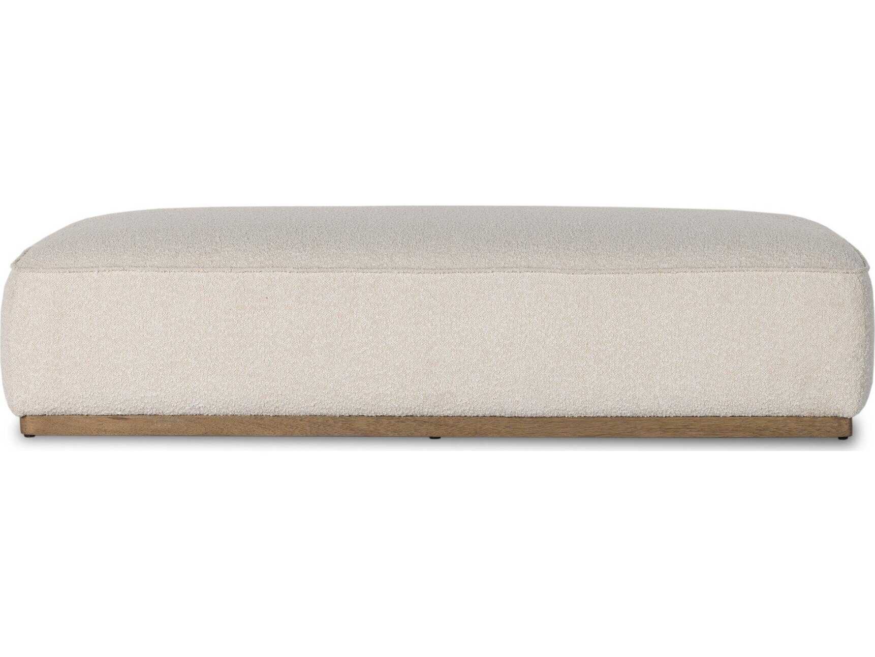 Four Hands Westgate Sinclair Distressed Natural Knoll Beige Upholstered Ottoman