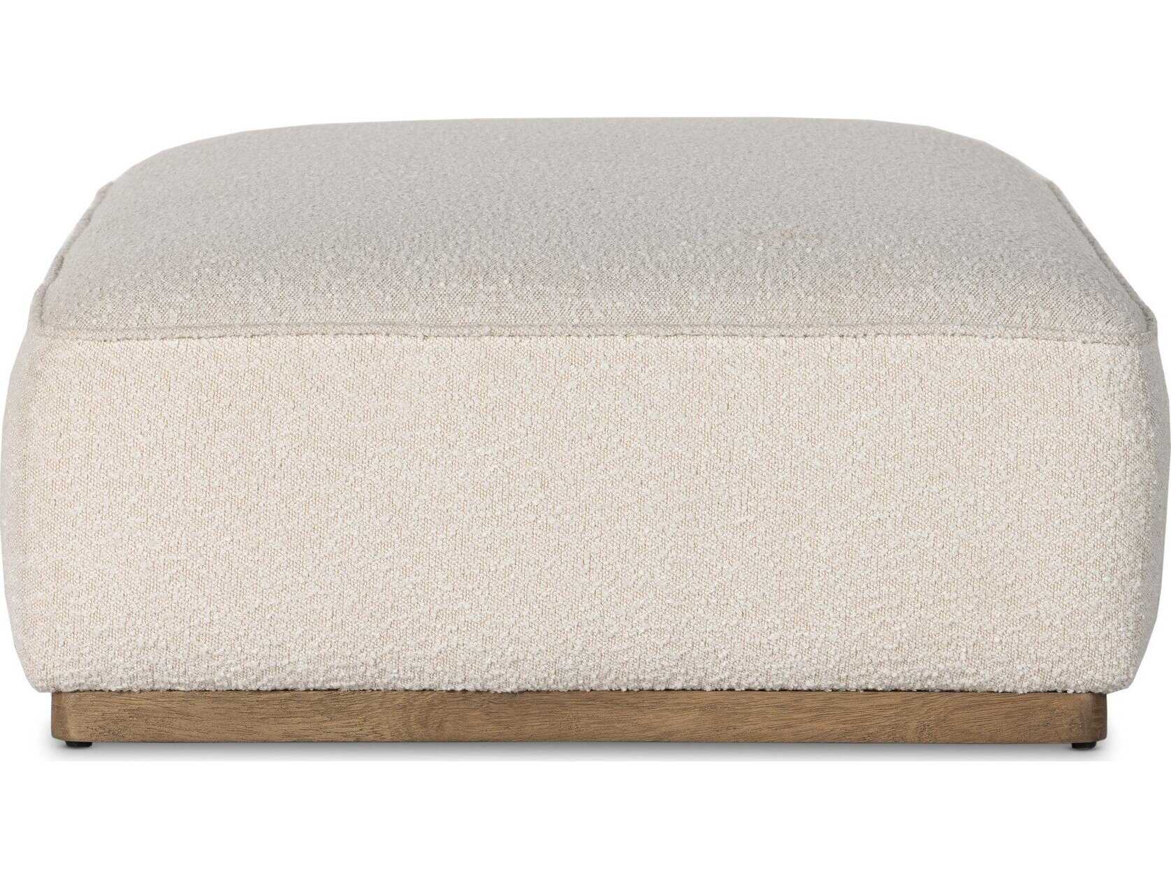 Four Hands Westgate Sinclair Distressed Natural Knoll Beige Upholstered Ottoman