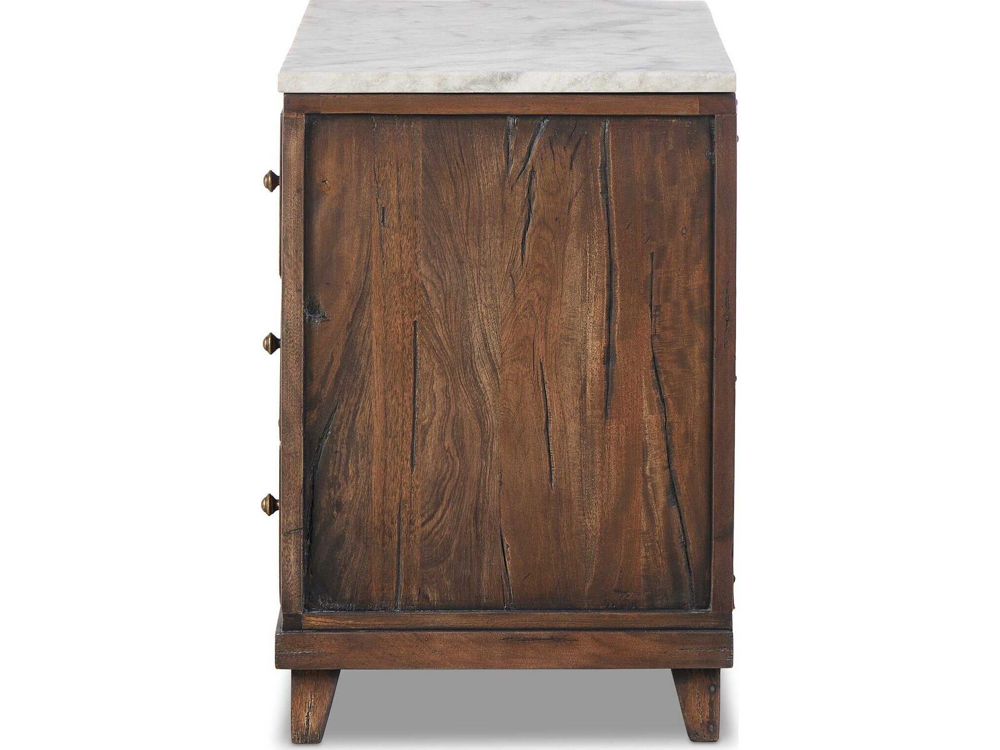 Four Hands Harmon 3-Drawers Brown Solid Wood Nightstand
