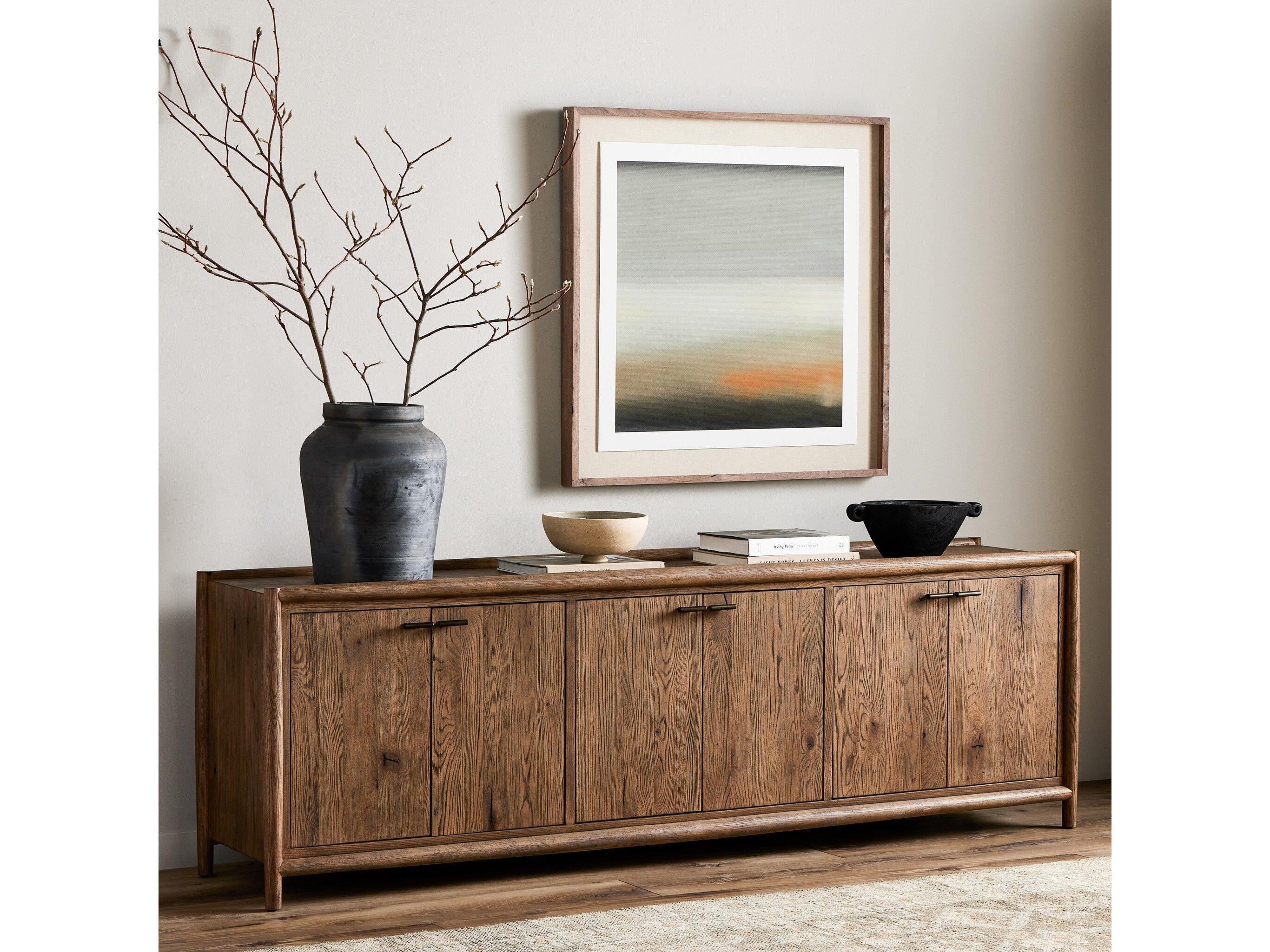 Four Hands Bolton Glenview 94" Oak Wood Weathered Aged Bronze Sideboard