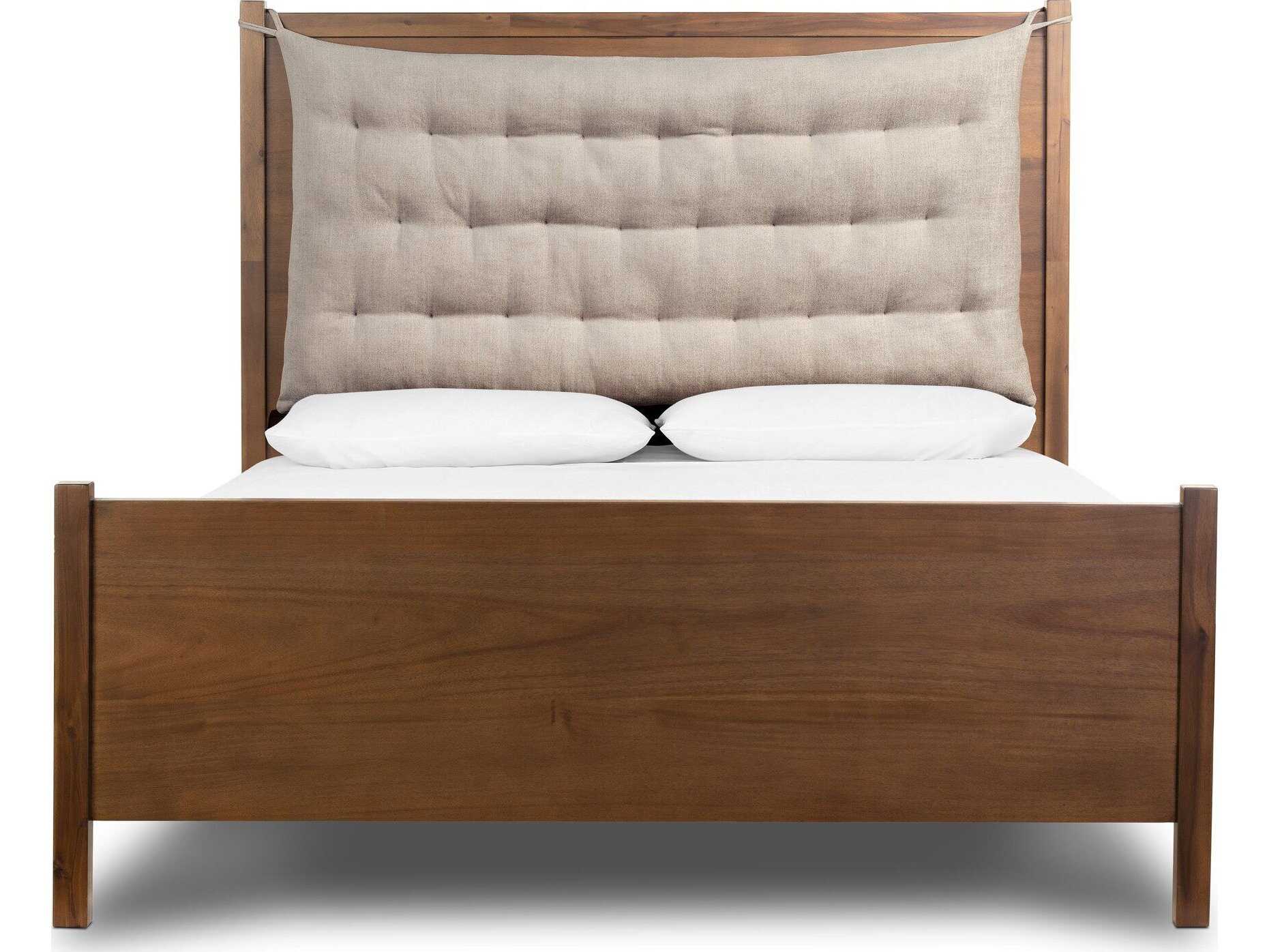 Four Hands Patten Sullivan Brown Acacia Wood Upholstered King Panel Bed