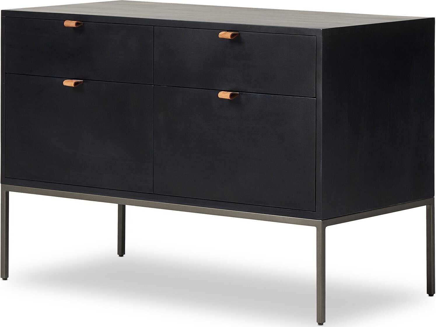 Four Hands Fulton Trey Black Wash Poplar  Modular Filing Cabinet