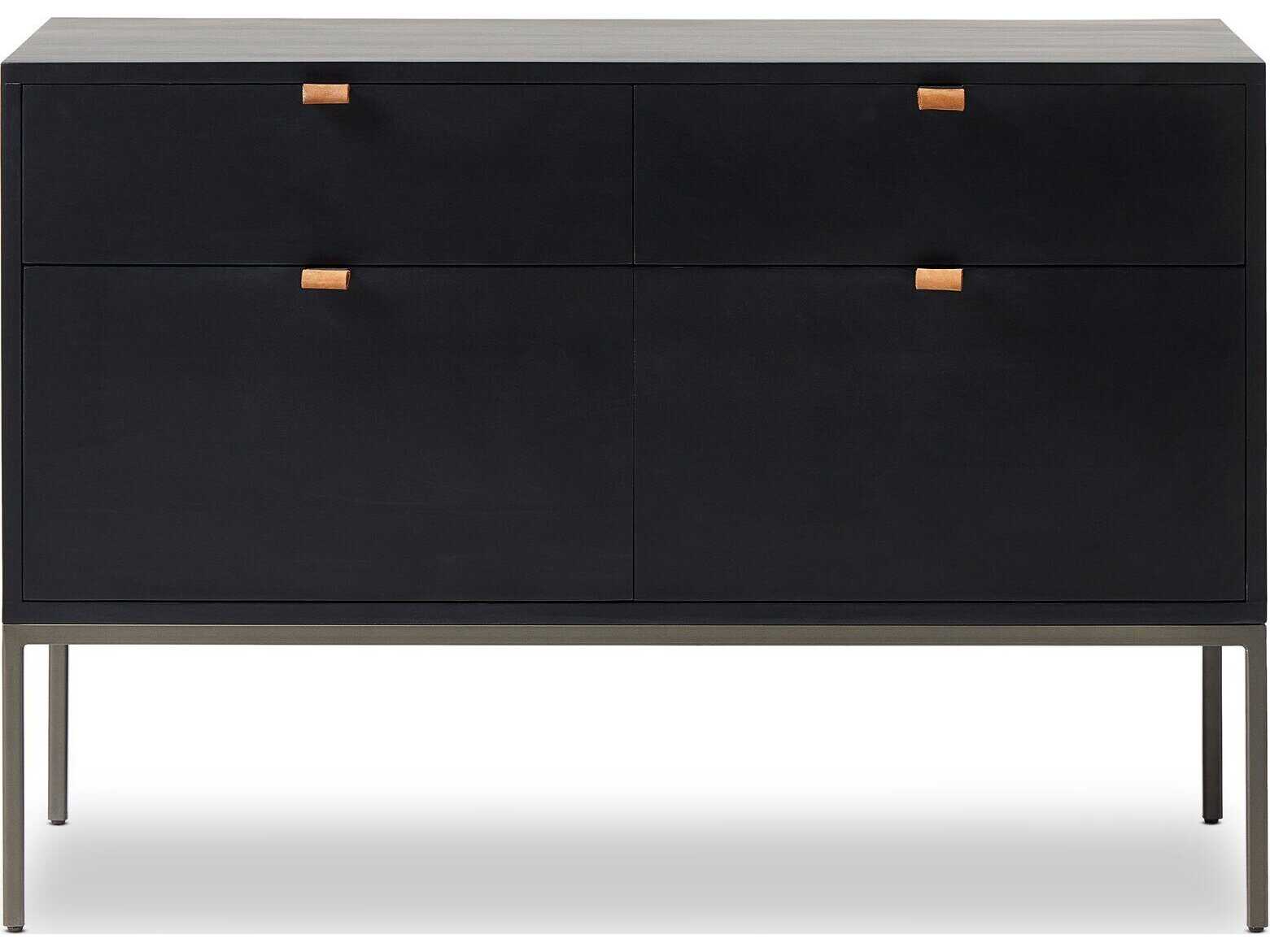 Four Hands Fulton Trey Black Wash Poplar  Modular Filing Cabinet