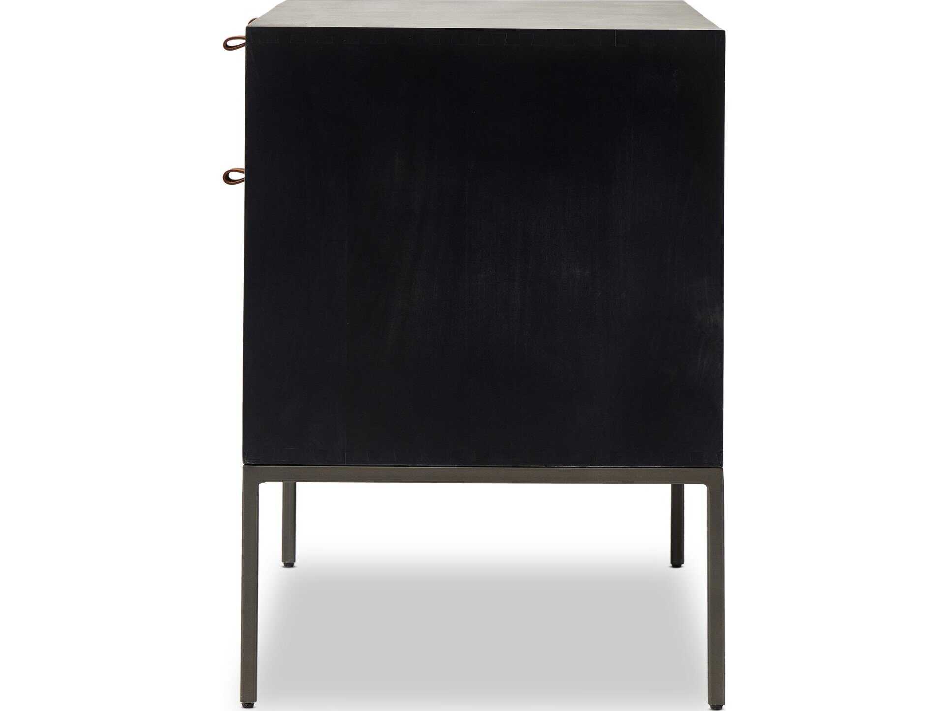 Four Hands Fulton Trey Black Wash Poplar  Modular Filing Cabinet