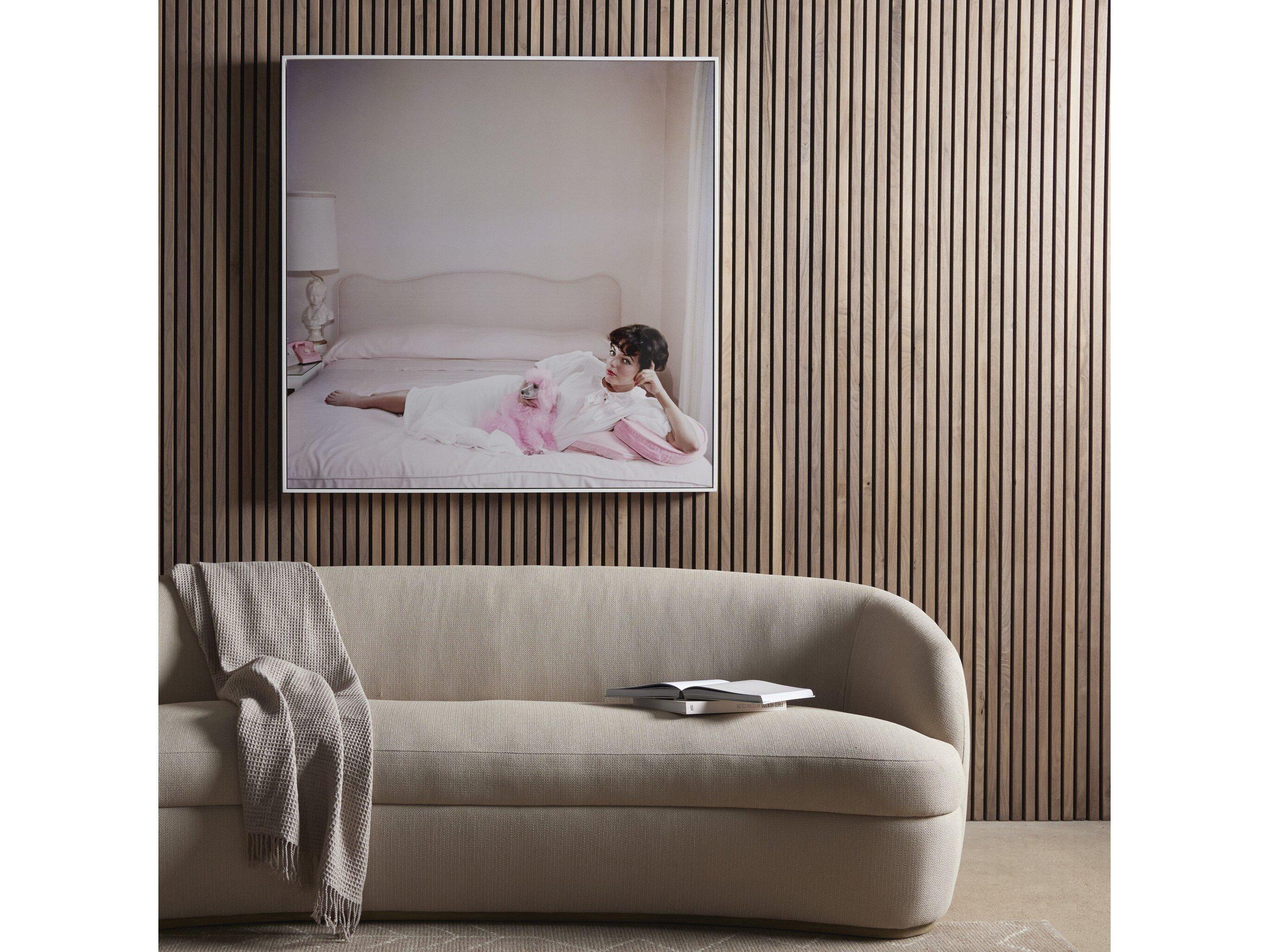 Four Hands Art Studio Joan Collins Relaxes by Slim Aarons White Maple Floater  Canvas Wall Art