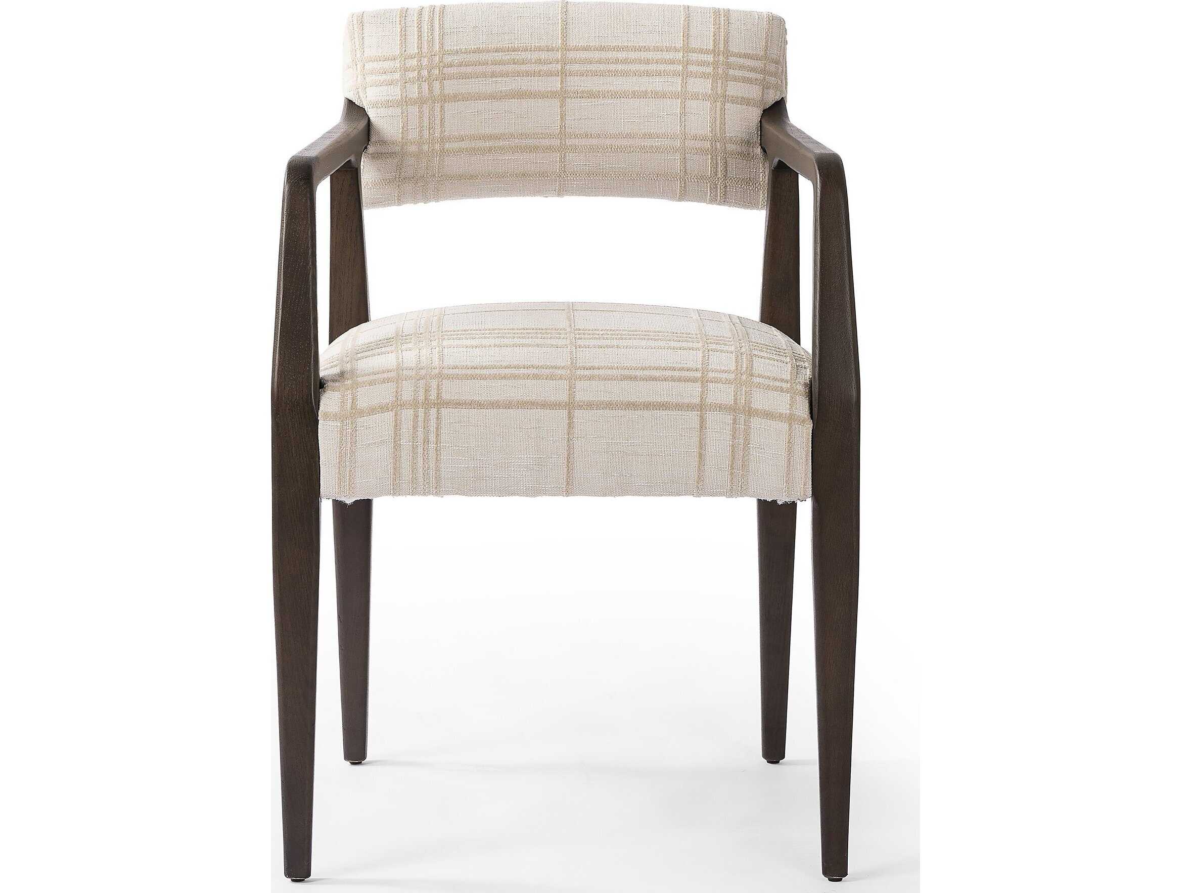 Four Hands Abbott Tyler Sheffield Ivory Upholstered Oak Wood Dining Armchair