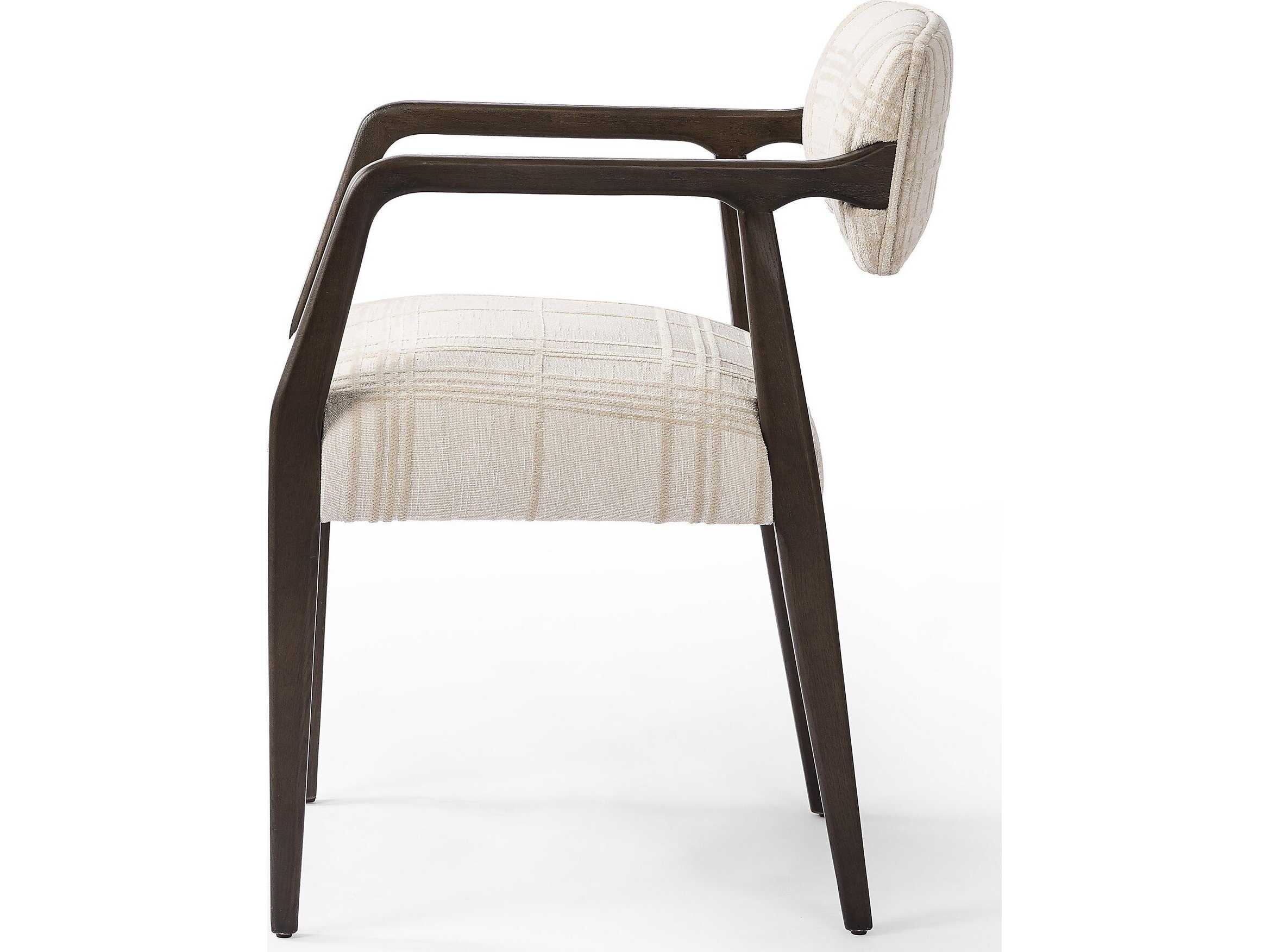 Four Hands Abbott Tyler Sheffield Ivory Upholstered Oak Wood Dining Armchair