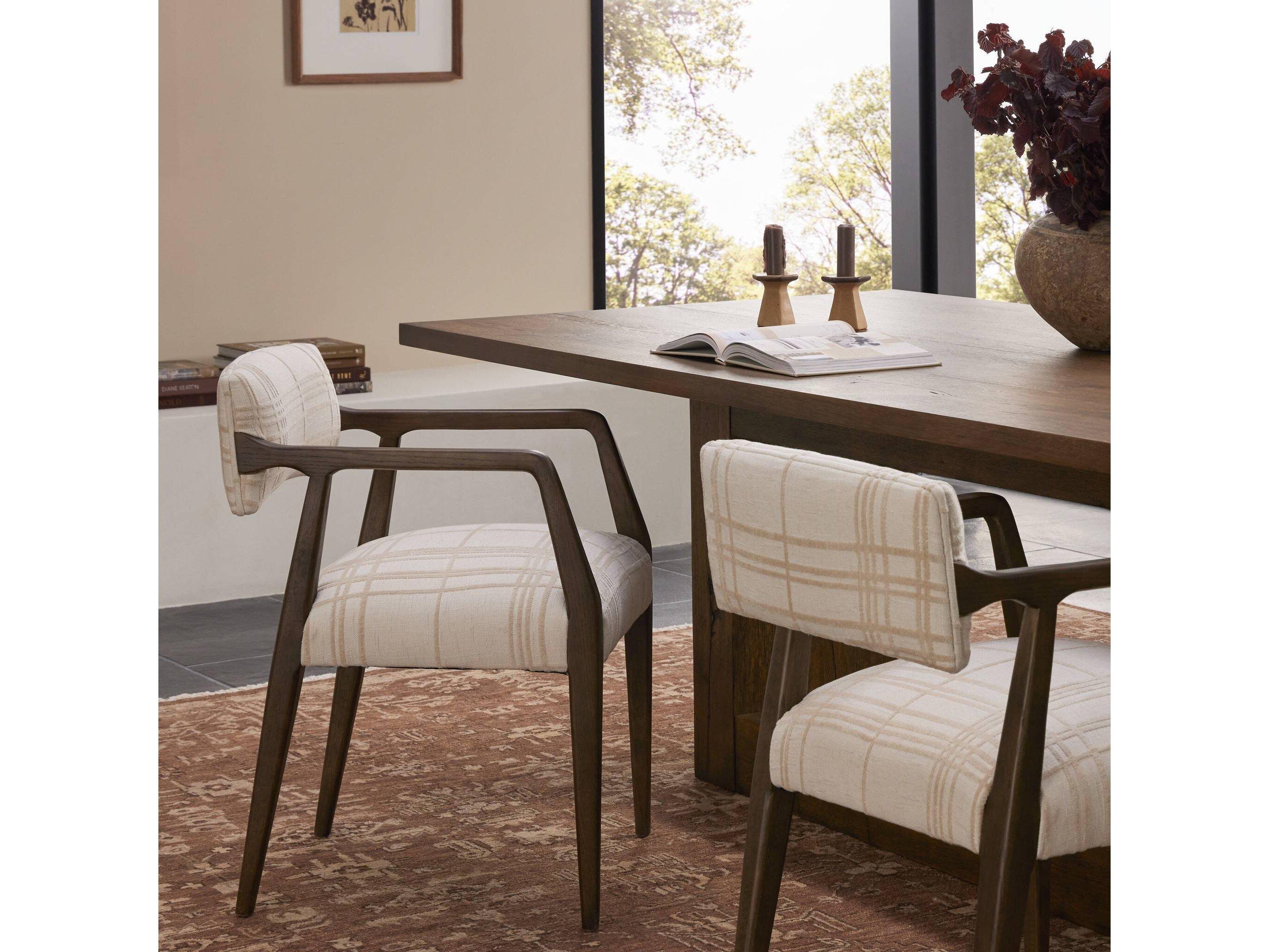 Four Hands Abbott Tyler Sheffield Ivory Upholstered Oak Wood Dining Armchair