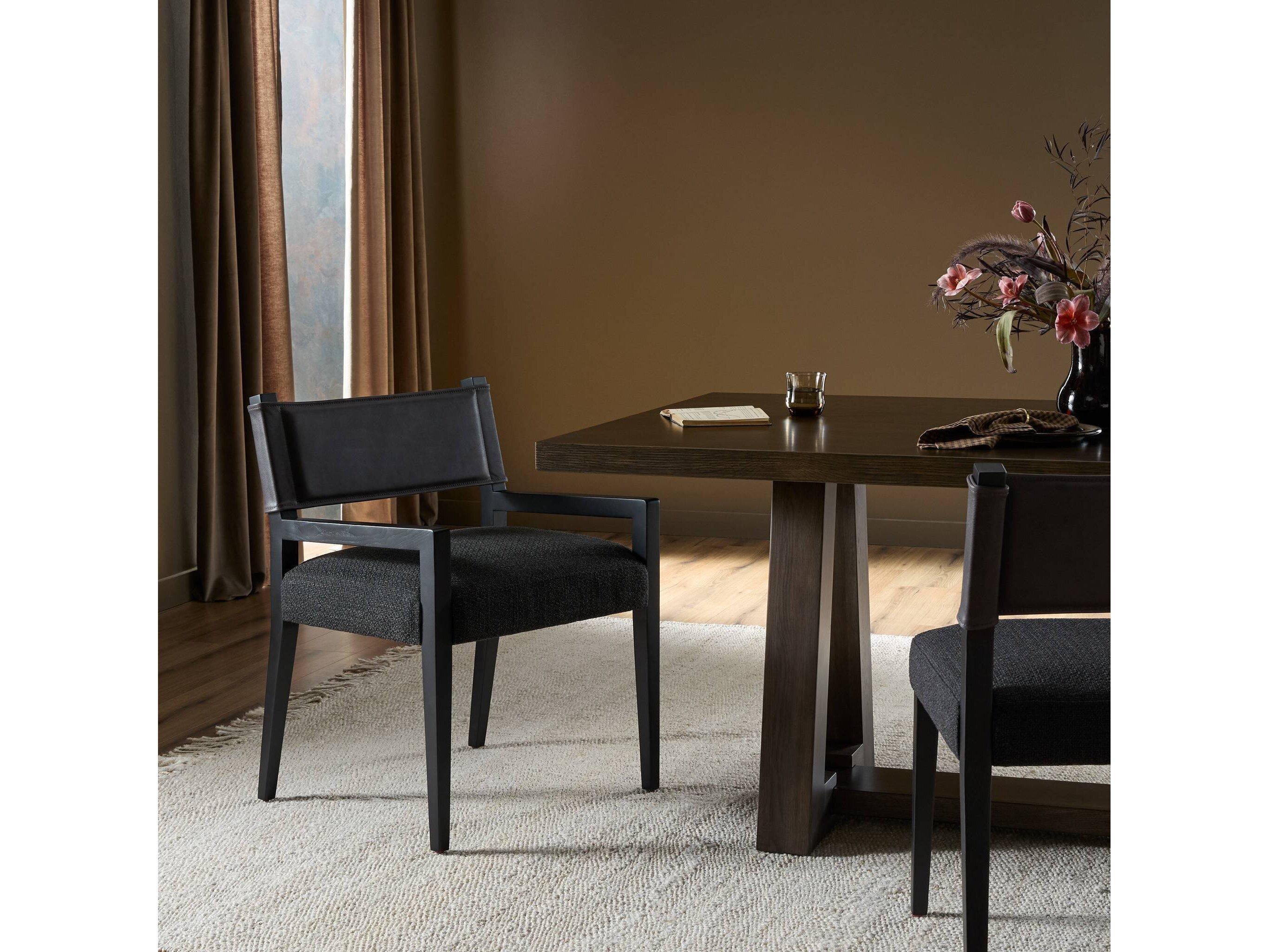 Four Hands Berman Ferris Gibson Black Upholstered Ash Wood Dining Armchair
