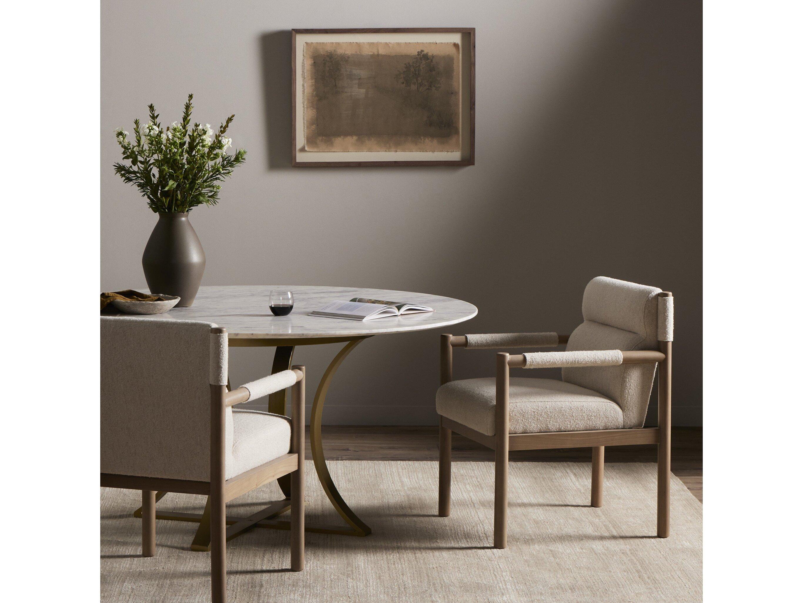 Four Hands Caswell Kiano Charter Oatmeal Upholstered Dining Armchair