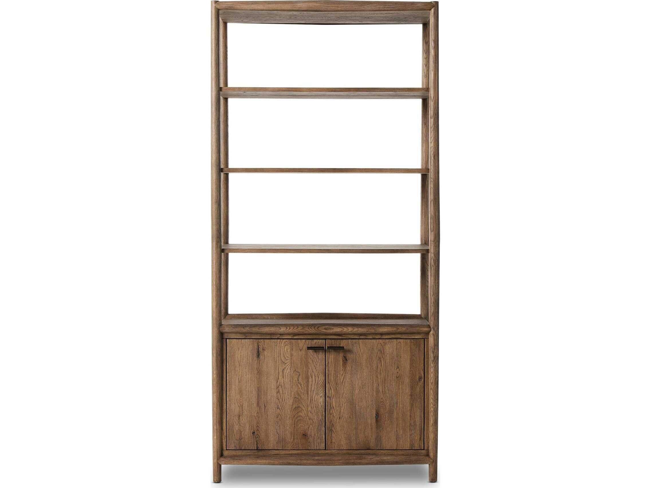 Four Hands Bolton Aged Bronze Weathered Oak Veneer Bookcase