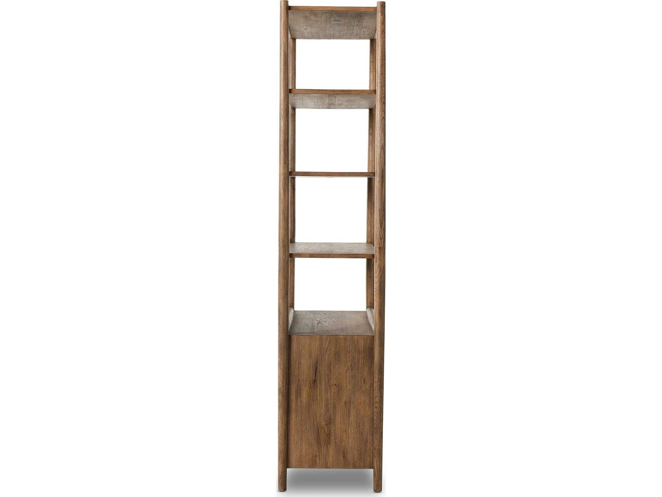 Four Hands Bolton Aged Bronze Weathered Oak Veneer Bookcase
