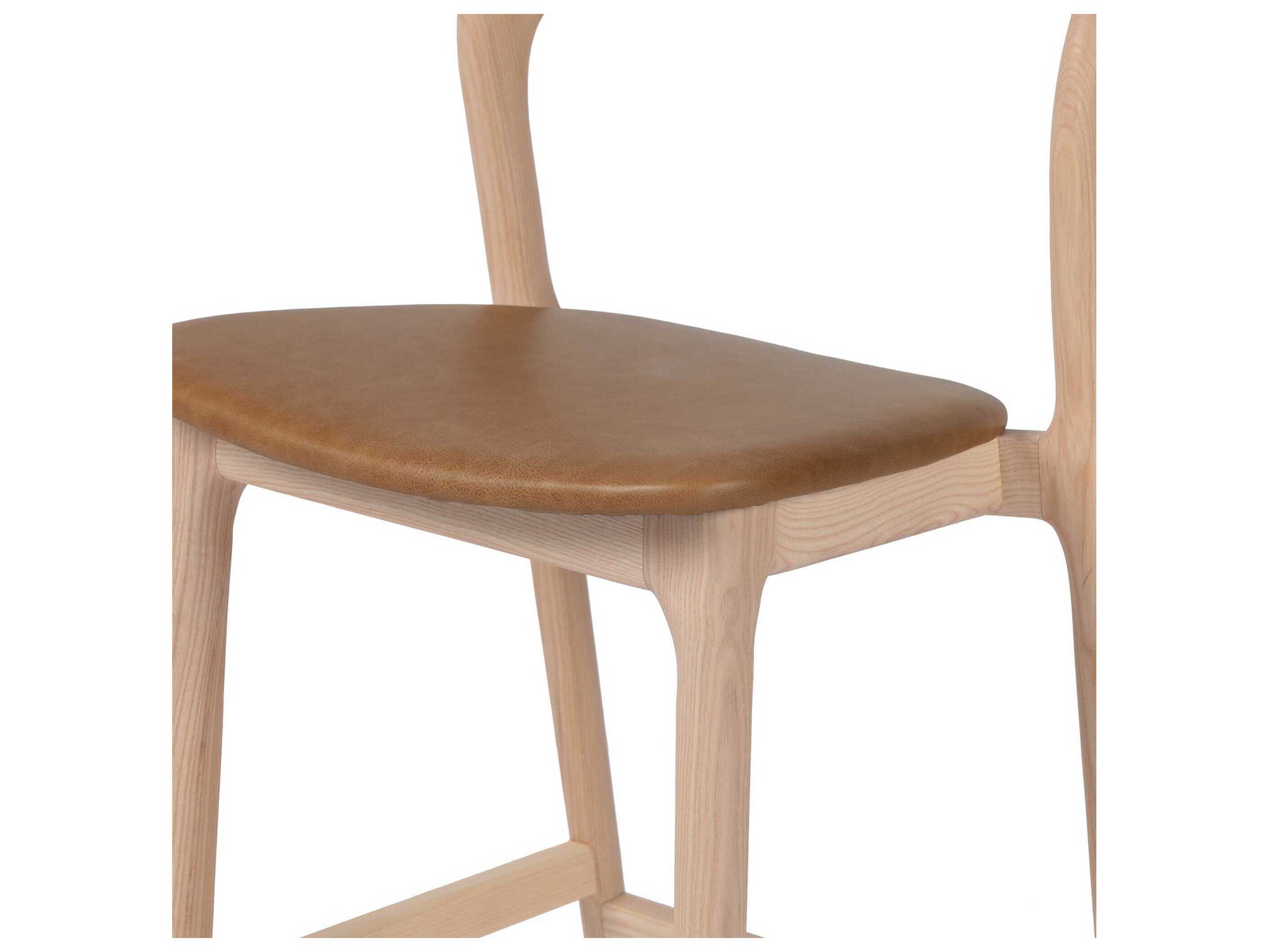 Four Hands Allston Amare Leather Ash Wood Natural Sonoma Butterscotch Counter Stool